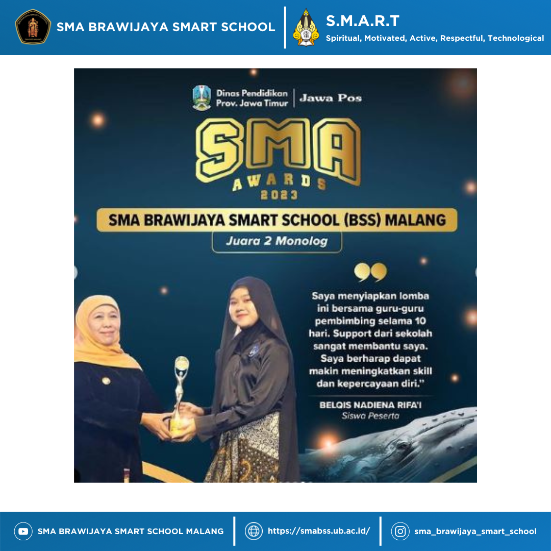 Juara 2 tingkat Jawa Timur tangkai lomba monolog - SMA Award 2023