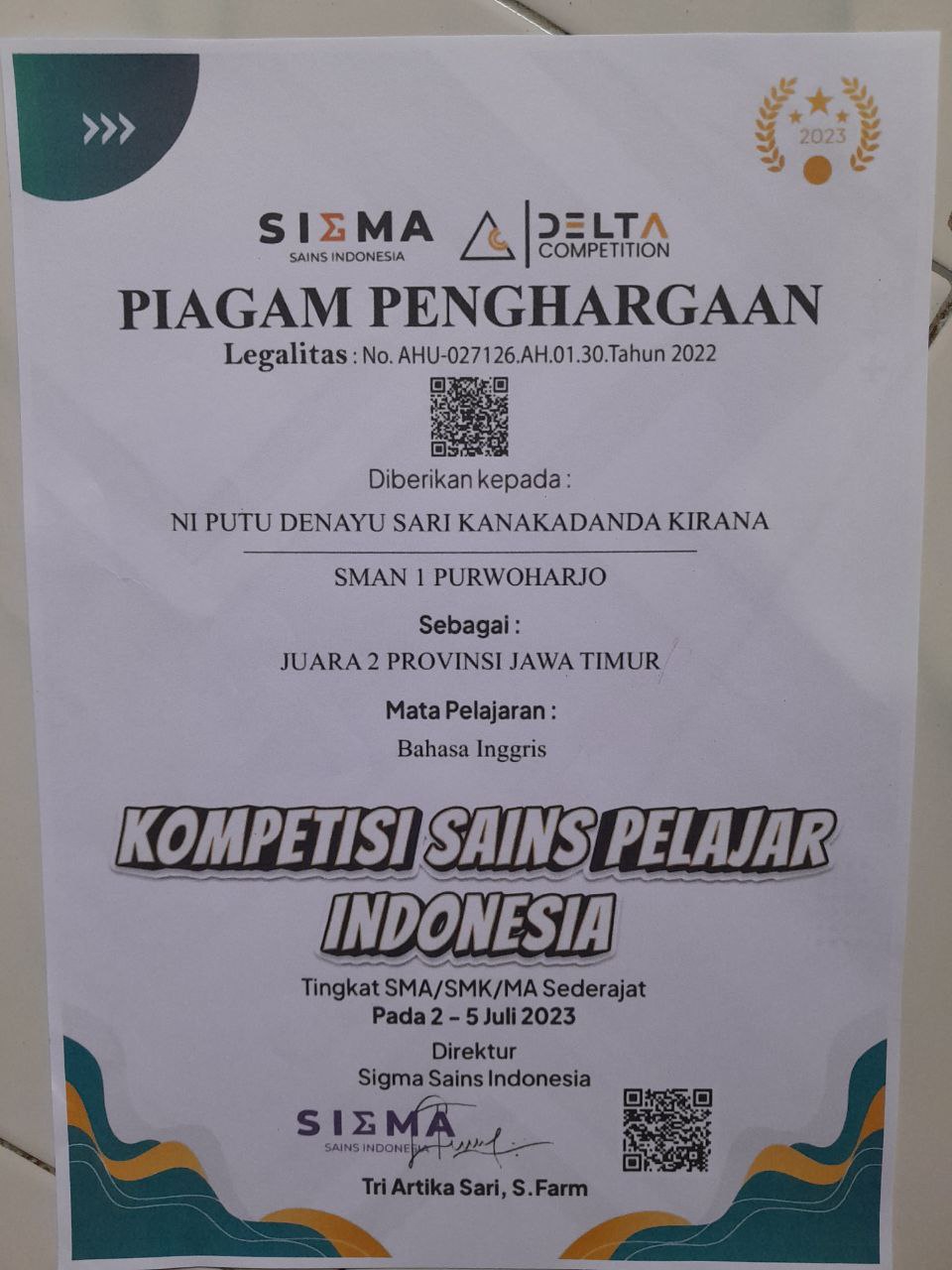 KOMPETISI SAINS PELAJAR INDONESIA