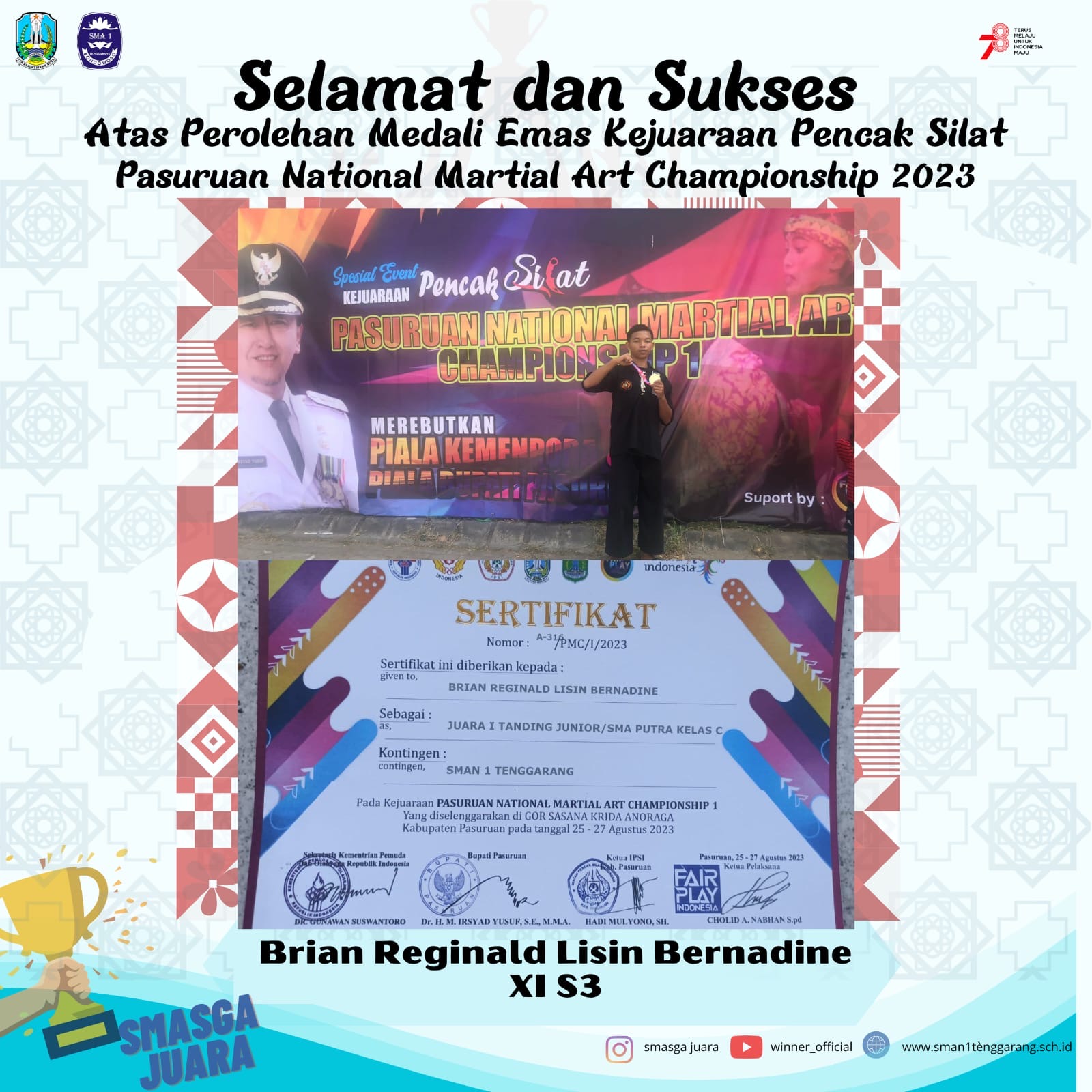 Juara 1 Kejuaraan Pencak Silat