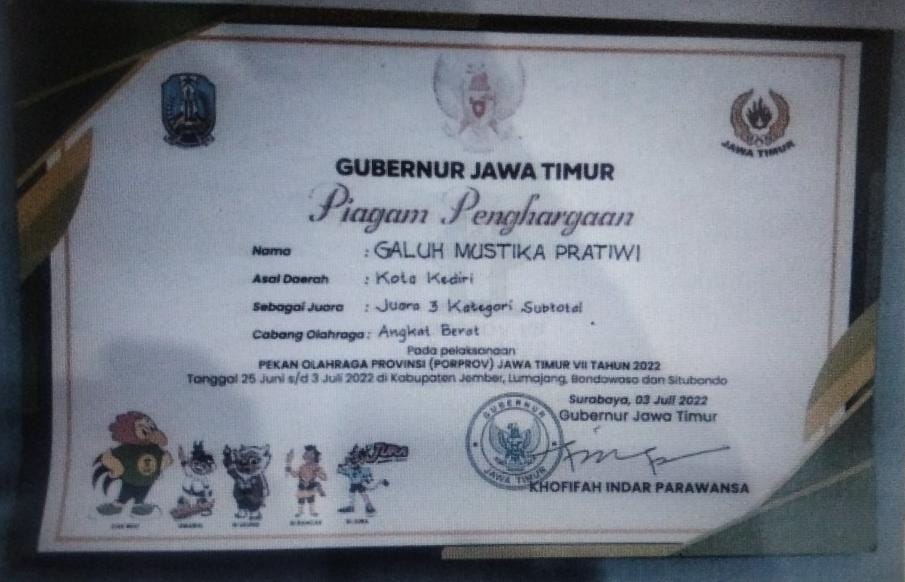LOMBA ANGKAT BERAT PORPROV JATIM VIIKATEGORI SUB TOTAL