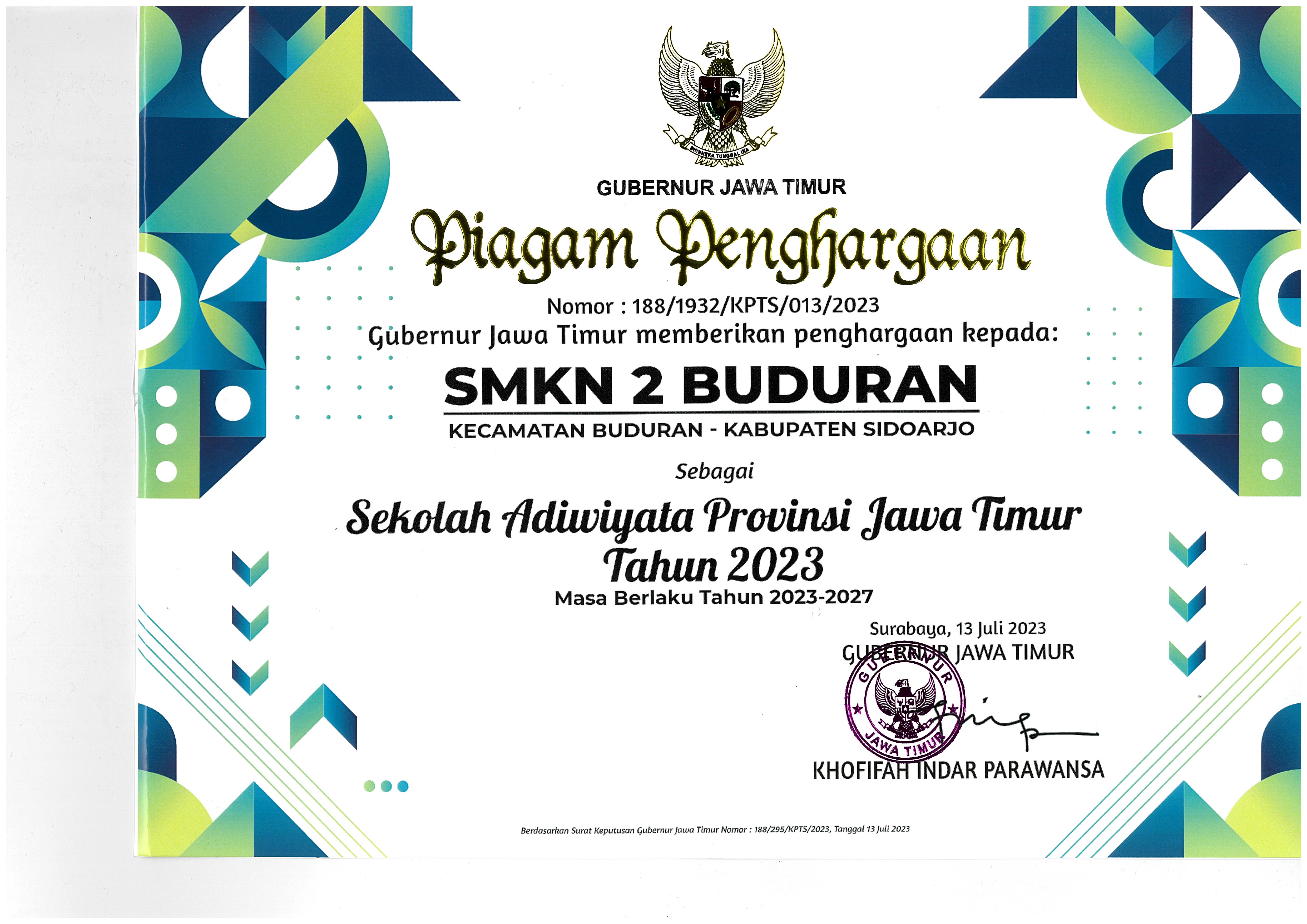 Sekolah Adiwiyata Provinsi Jawa Timur Tahun 2023