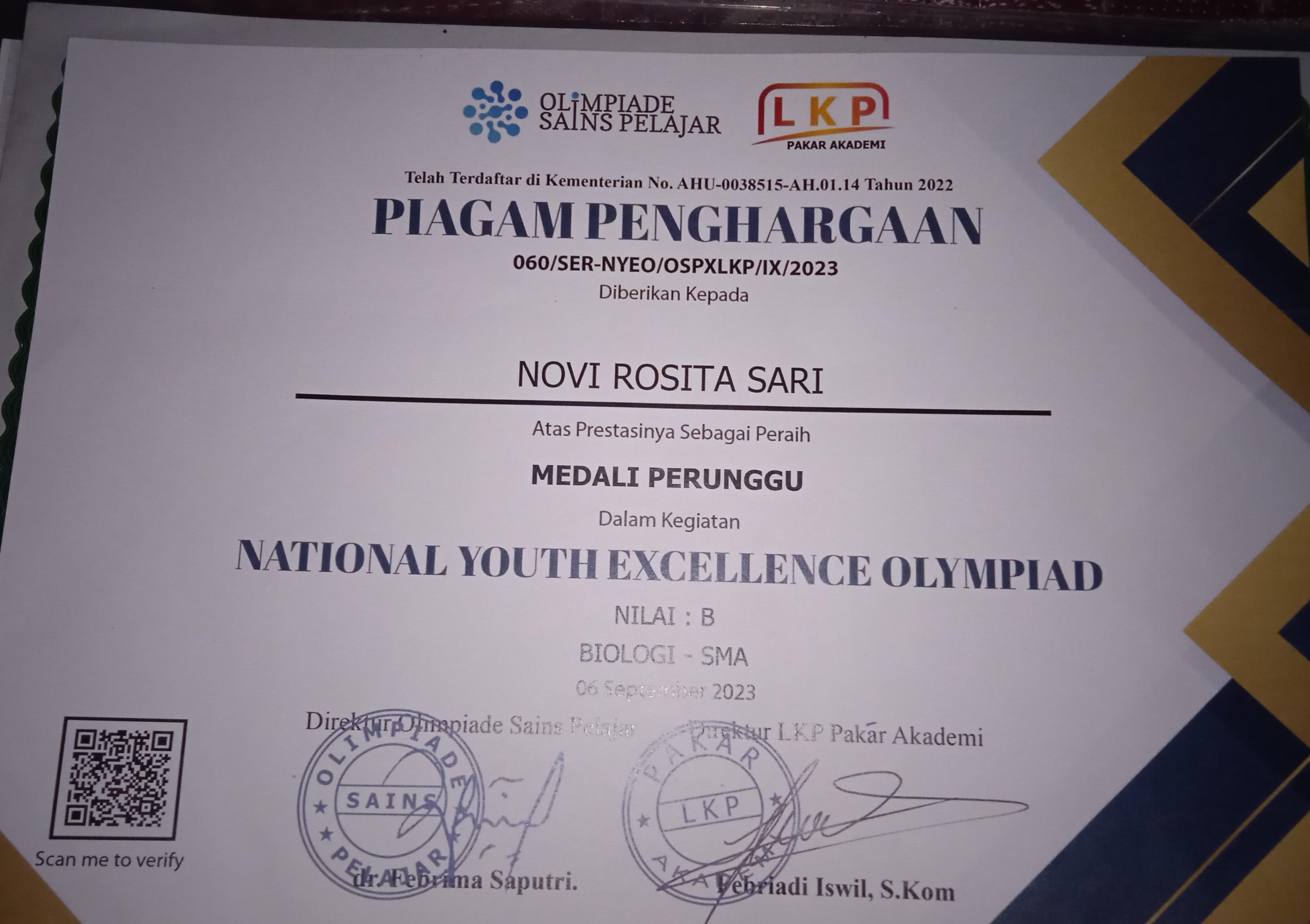 NATIONAL YOUTH EXCELLENCE OLYMPIAD