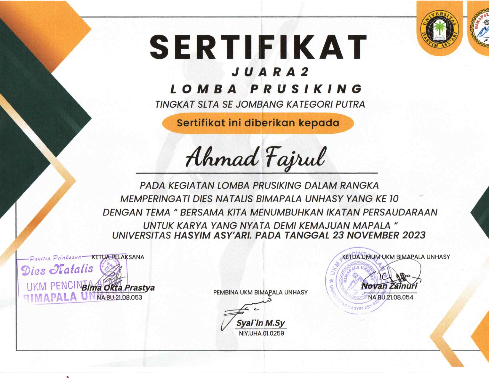 DISNATALIS BIMAPALA UNHASY KE 11 (PRUSIKING)