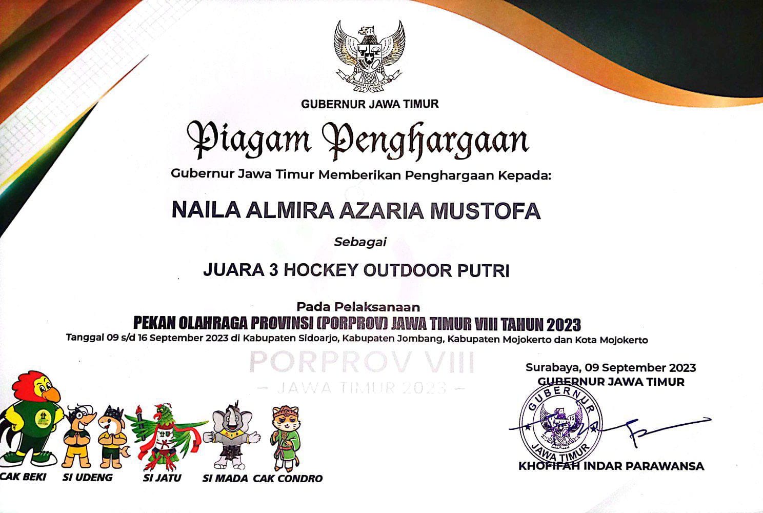 JUARA 3 HOCKEY OUTDOOR PUTRI PORPROV