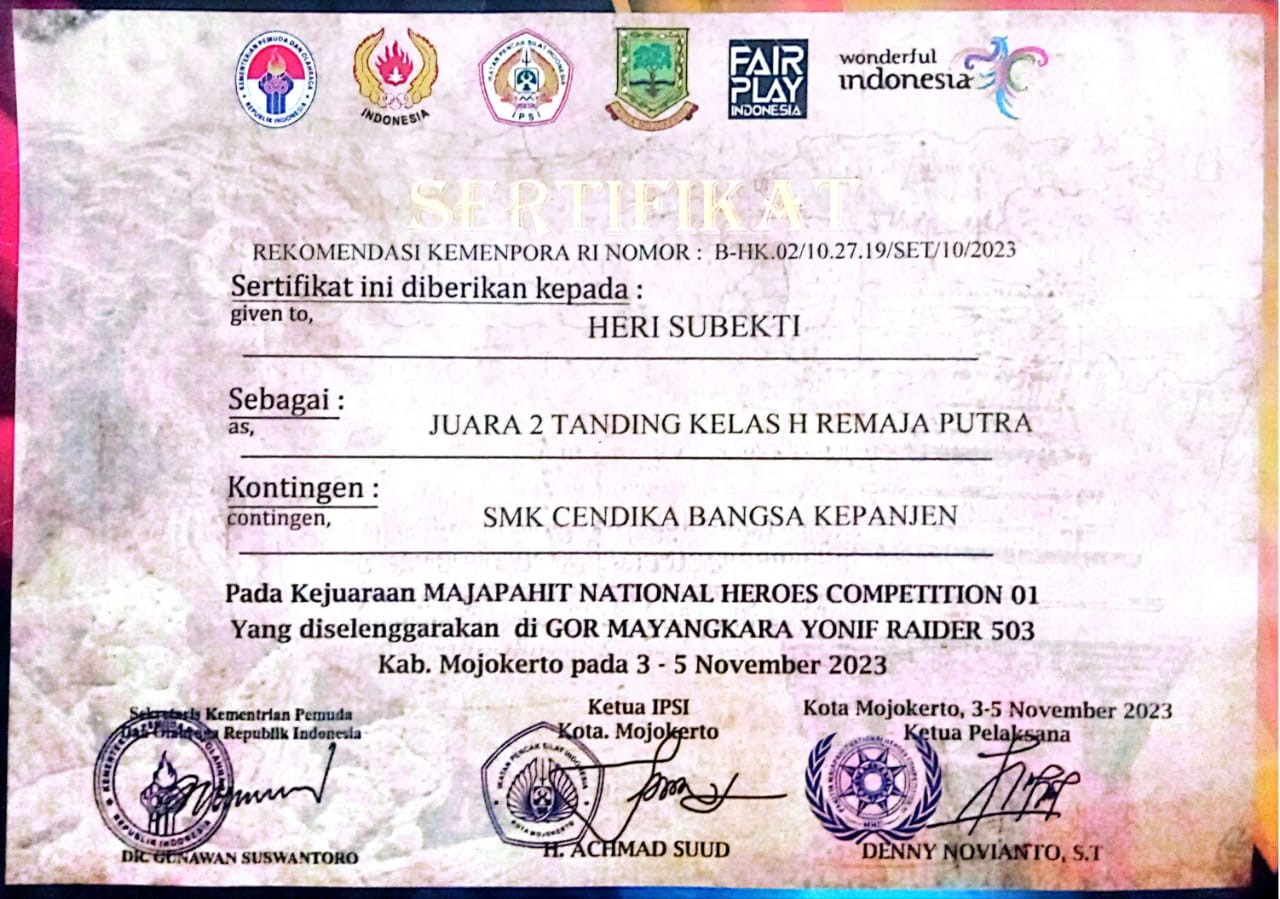 TANDING KELAS H REMAJA PUTRA KEJUARAAN MAJAPAHIT NATIONAL HEROES COMPETITION 