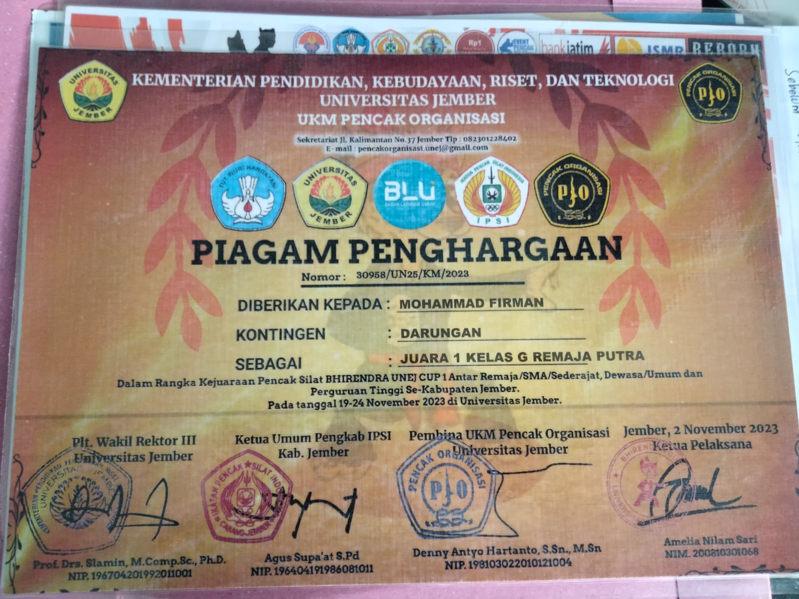 kejuaaraan pencak silat bhirendra unej cup 1