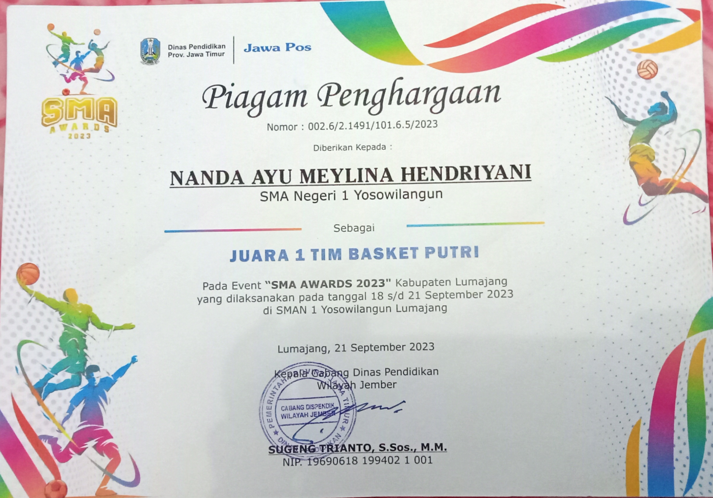 SMA AWARDS 2023 BASKET PUTRI