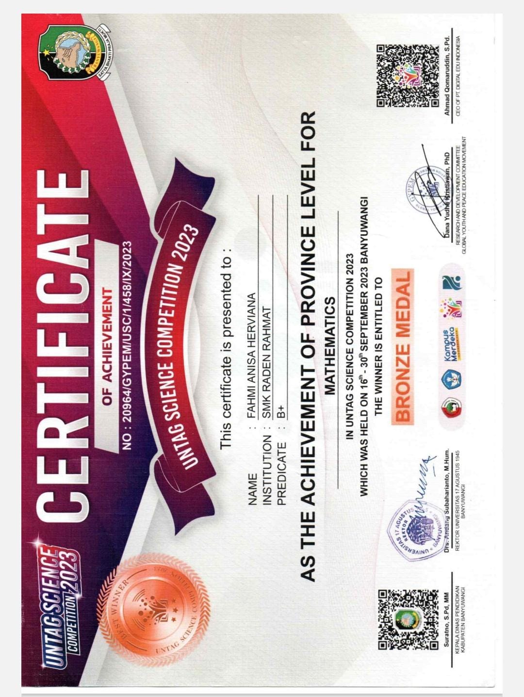 UNTAG SCIENCE COMPETITION 2023