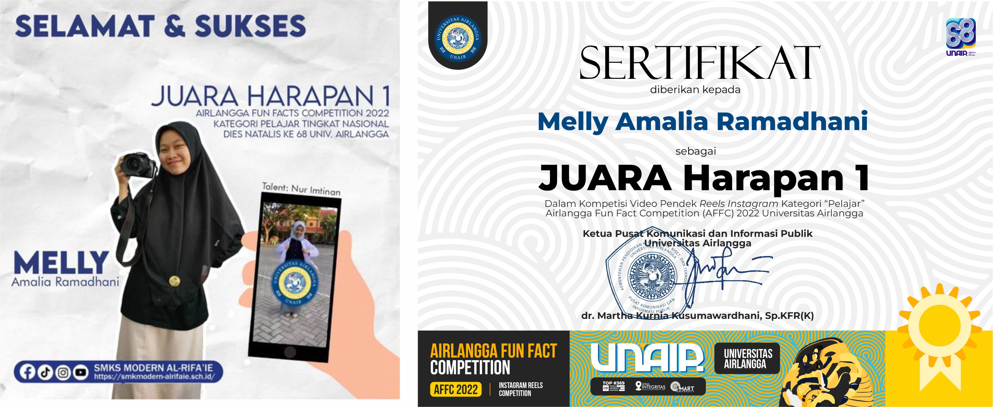 Juara Harapan 1 Video Pendek Airlangga Fun Fact Competition 2022