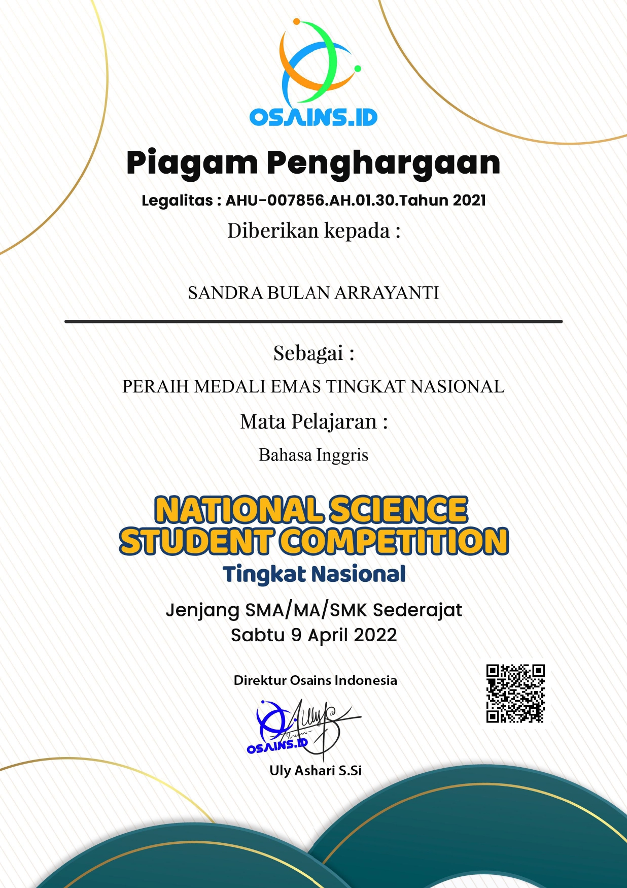 NATIONAL SCIENCE STUDENT COMPETITION (NSSC)