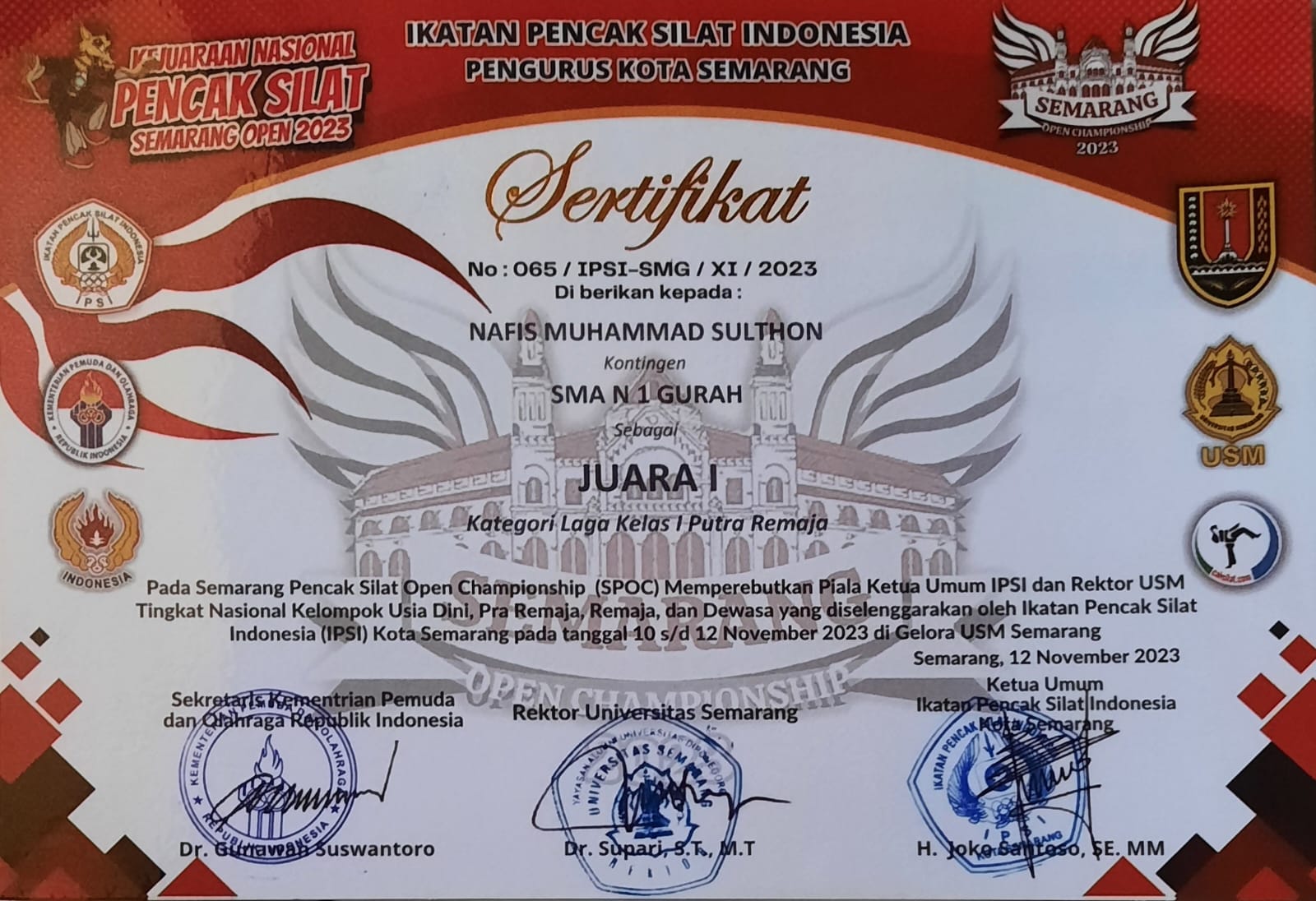 KEJUARAAN NASIONAL PENCAK SILAT SEMARANG OPEN 2023