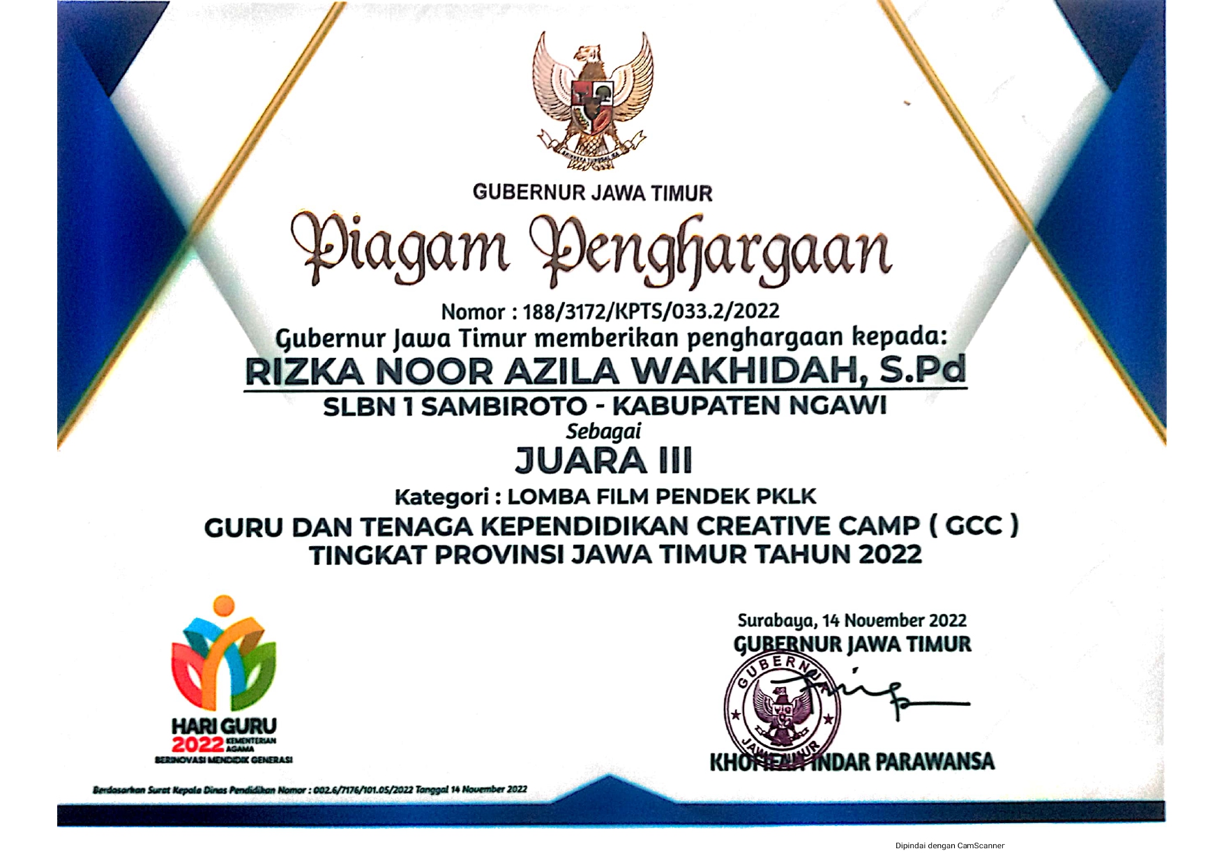 LOMBA FILM PENDEK PKLK GCC TINGKAT PROVINSI JAWA TIMUR TAHUN 2022