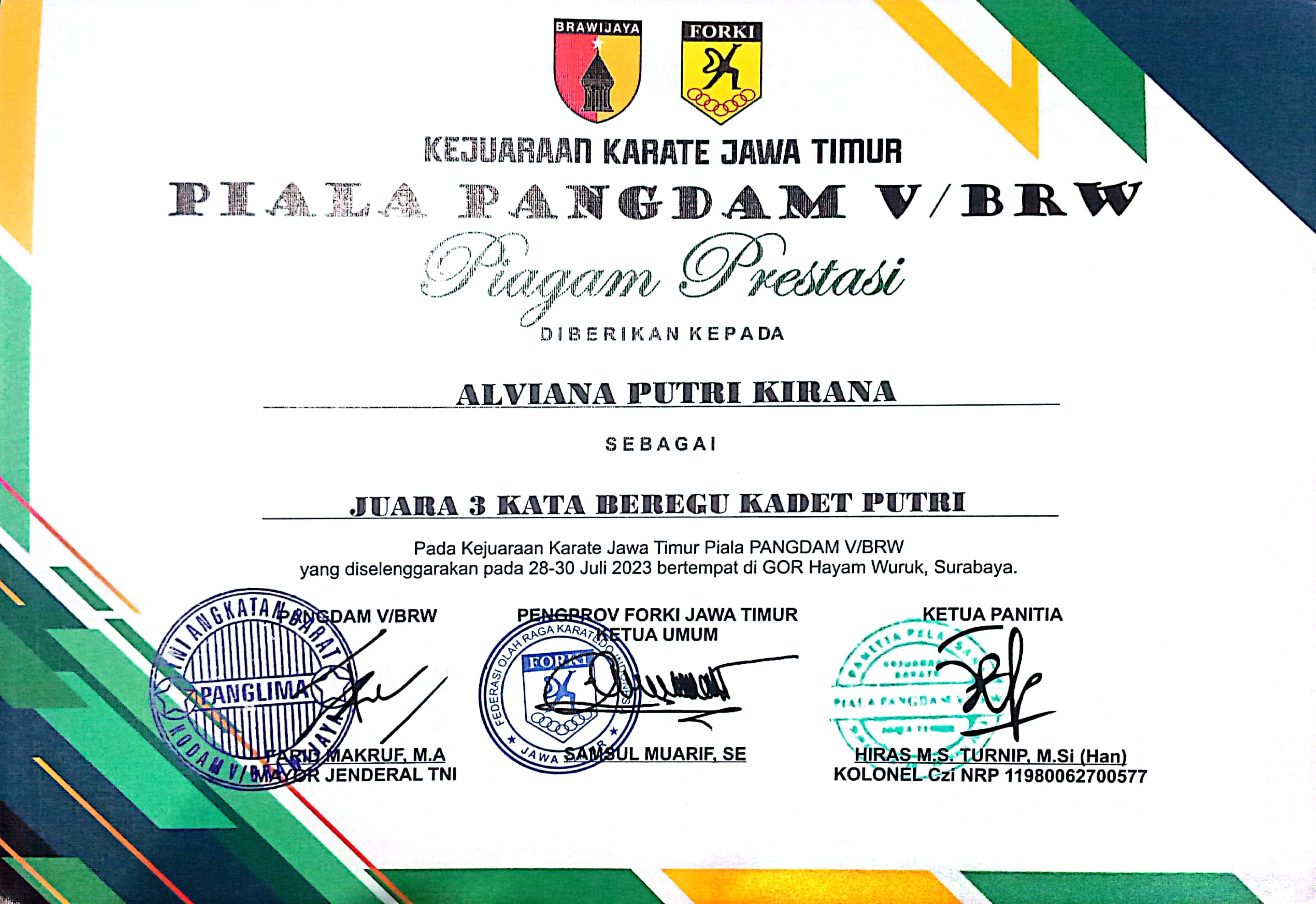 Kata Beregu Cadet Putri Kejuaraan Piala Pangdam/V Brawijaya 