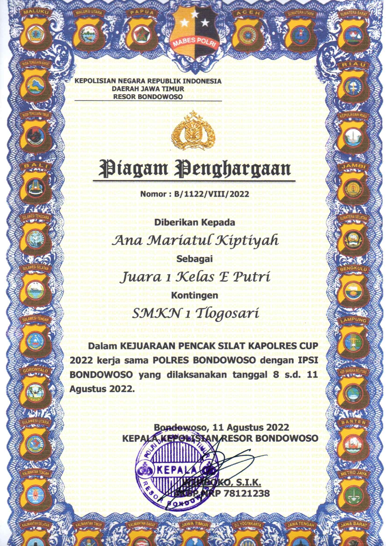 Kejuaraan Kapolres Cup Pencak Silat Kelas E Putri