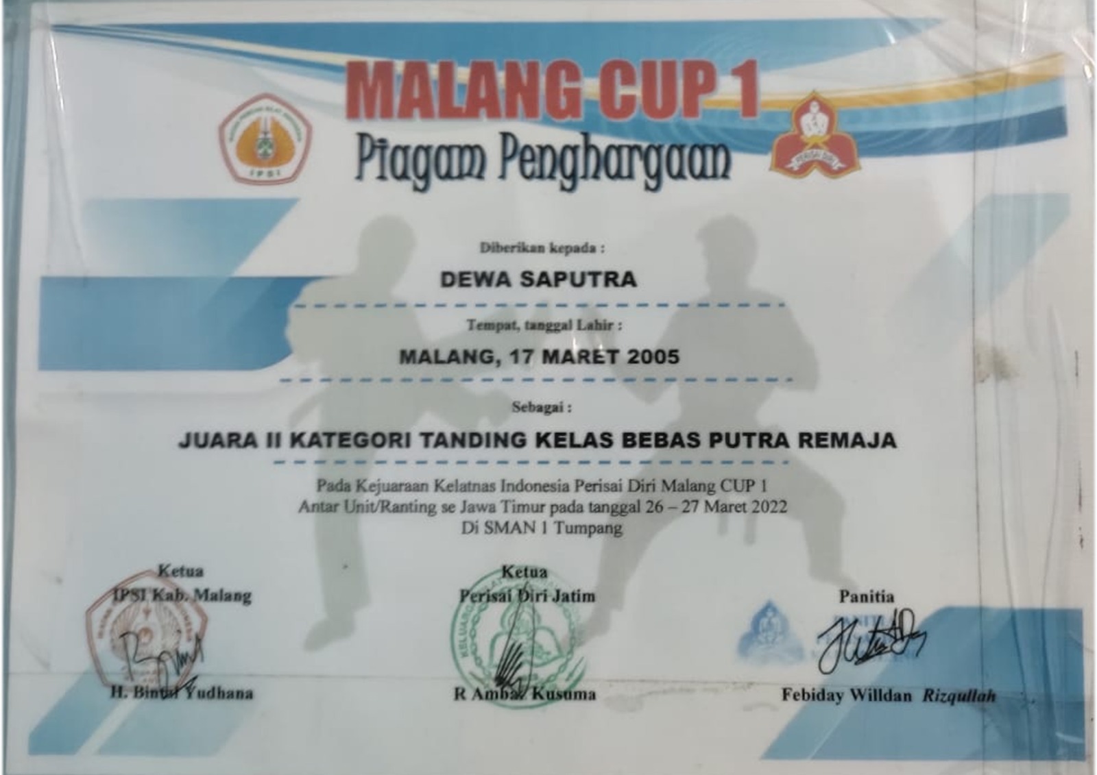 JUARA 2 KATEGORI TANDING KELAS BEBAS PUTRA REMAJA