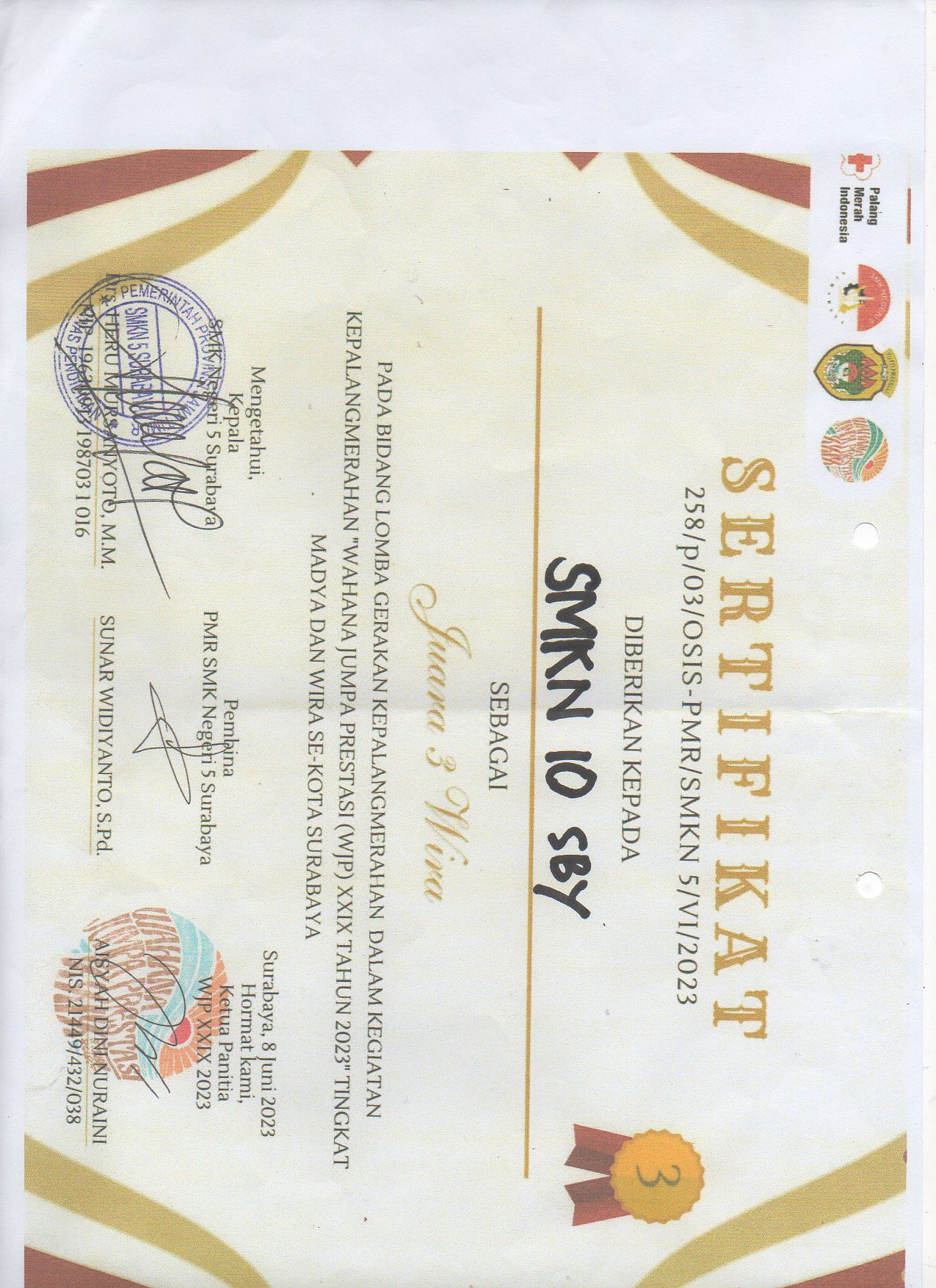 JUARA 3 WIRA 