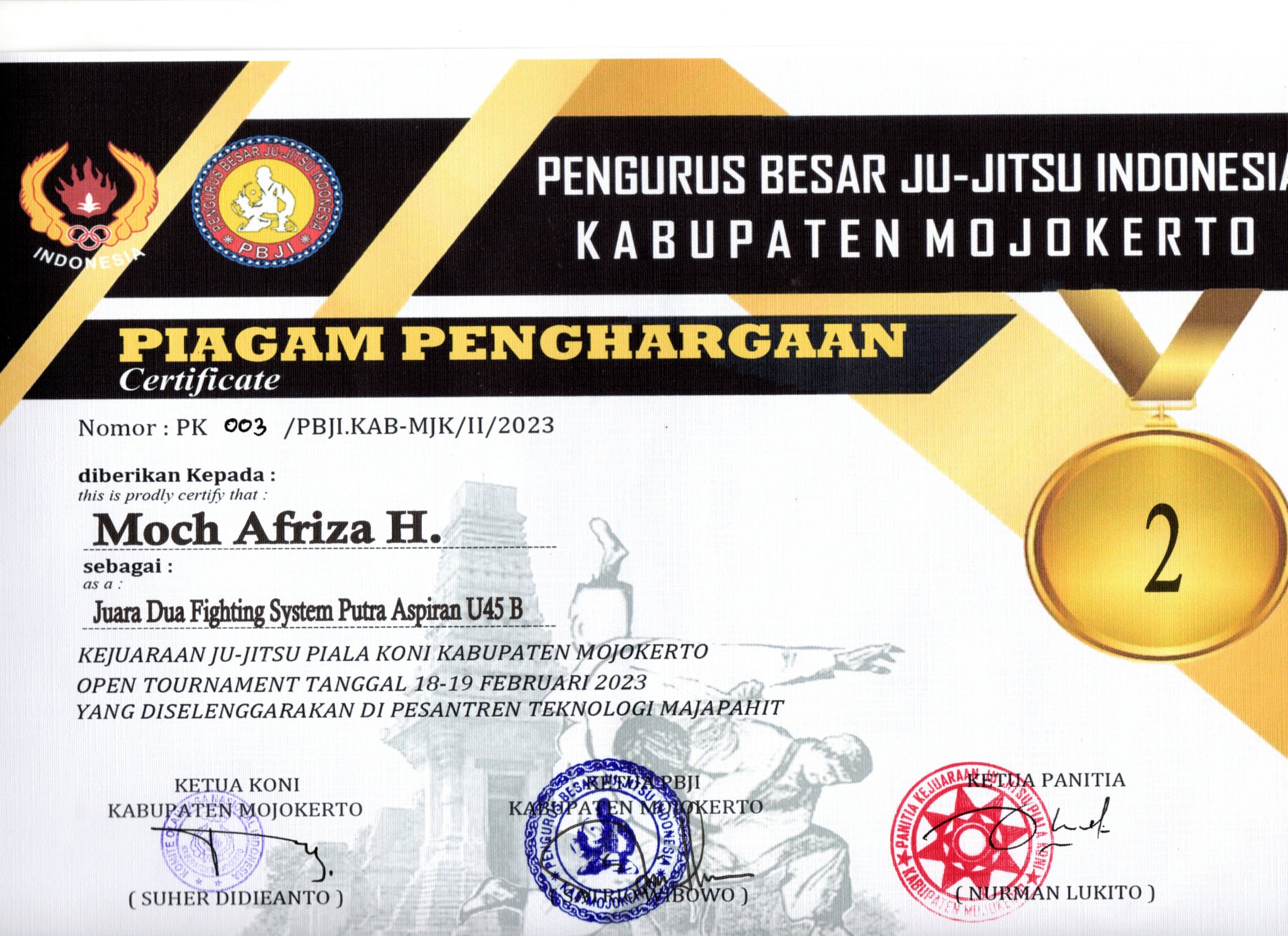 JUARA 2 FIGHTING SYSTEM PUTRA ASPIRAN U52 B PIALA KONI