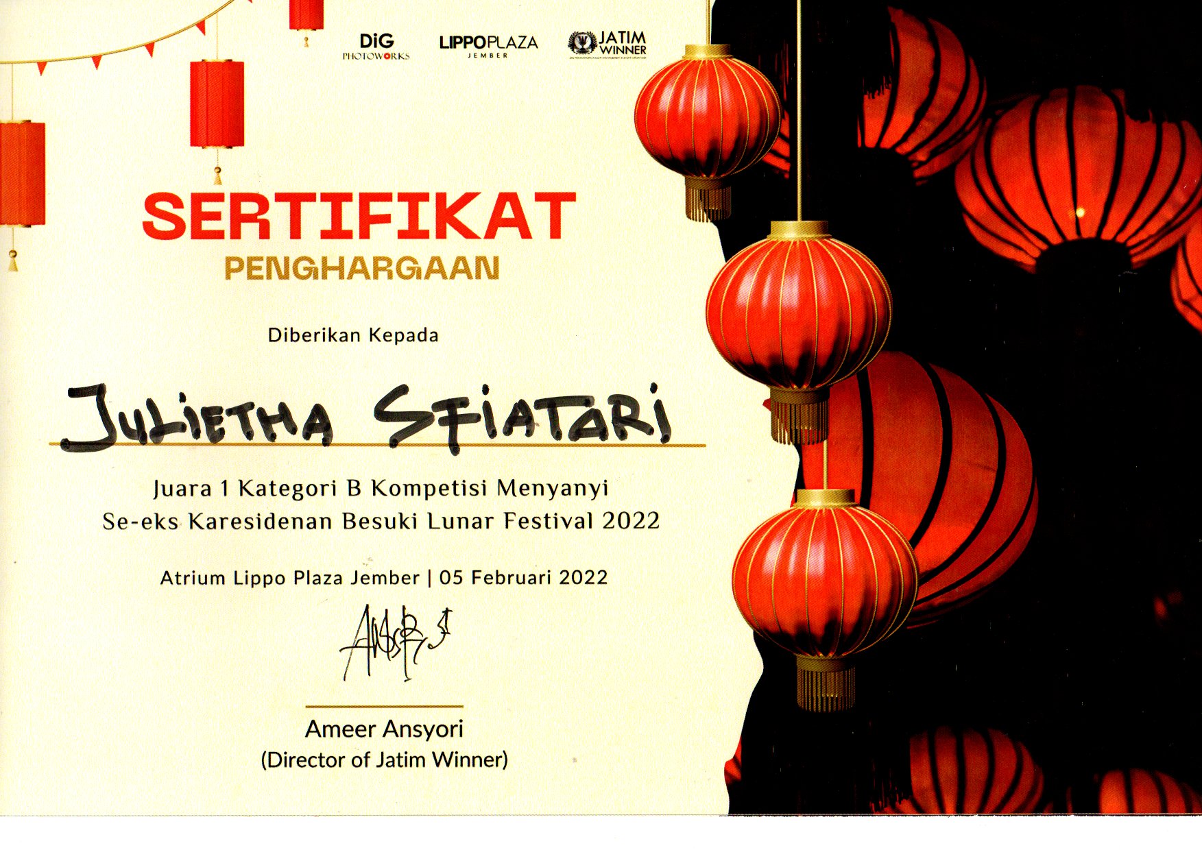 Kategori B Kompetisi Menyanyi Se-eks Karesidenan Besuki Lunar Festival 2022