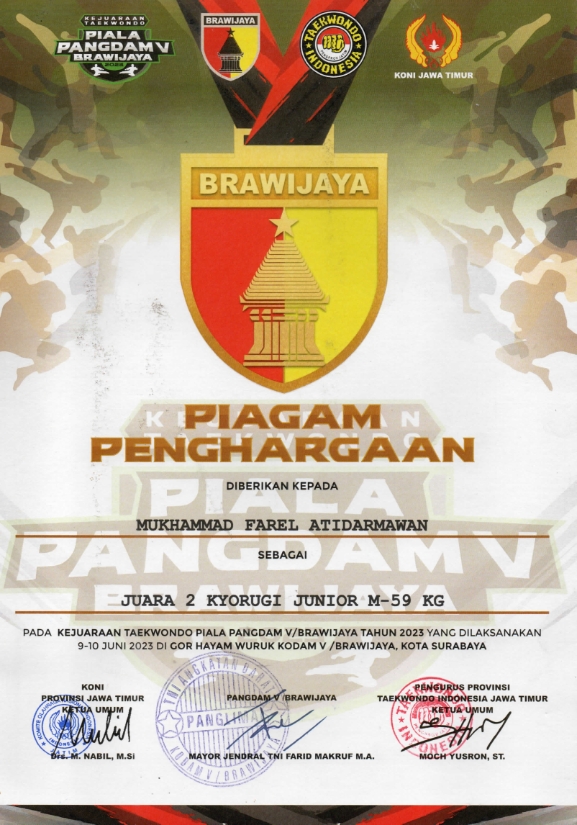 KEJUARAAN TAEKWONDO PIALA PANGDAM V/BRAWIJAYA TAHUN 2023