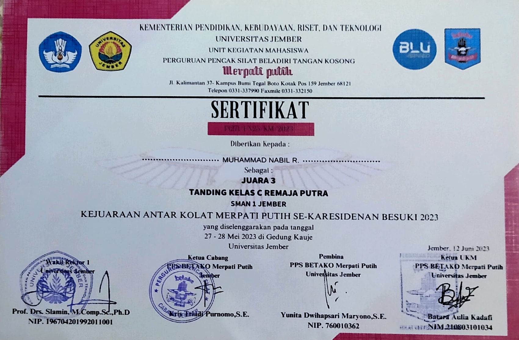 KEJUARAAN ANTAR KOLAT MERPATI PUTIH SE-KARESIDENAN BESUKI 2023