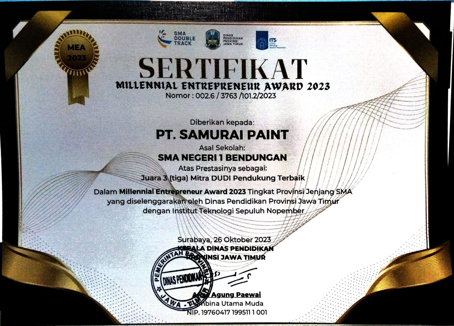 Millennial Entrepreneur Award 2023 Jenjang SMA