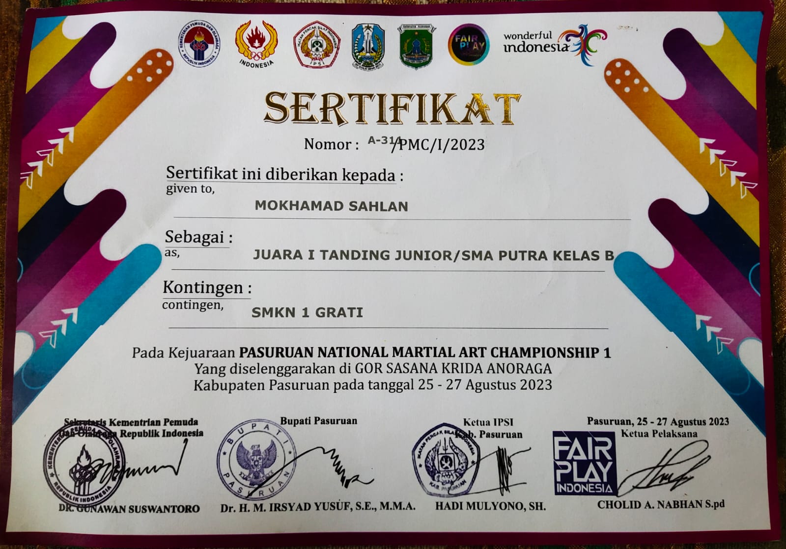 Kejuaraan Pasuruan National Martial Art Championship 1