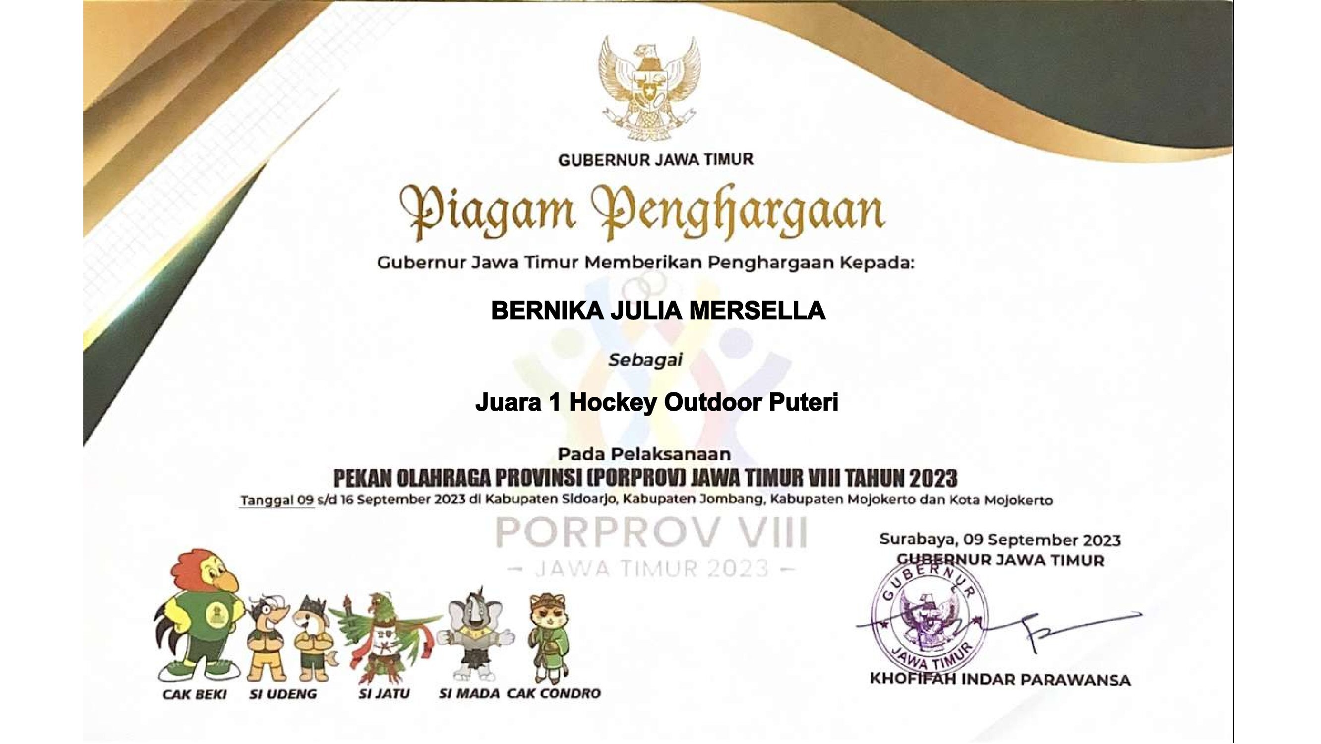 PORPROV 2023 , KHOFIFAH INDAR PARIWANSA