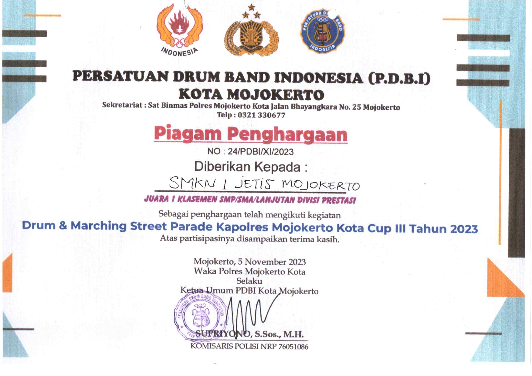 Drum & Marching Street Parade Kapolres Mojokerto Kota Cup III 2023