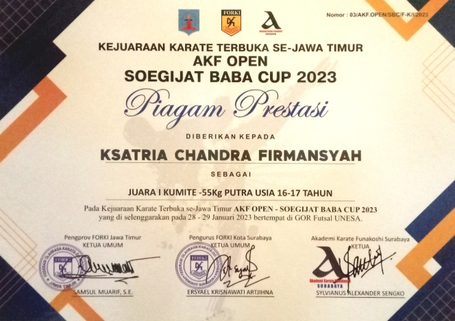 KEJUARAAN KARATE TERBUKA SE-JAWA TIMUR AKF OPEN 