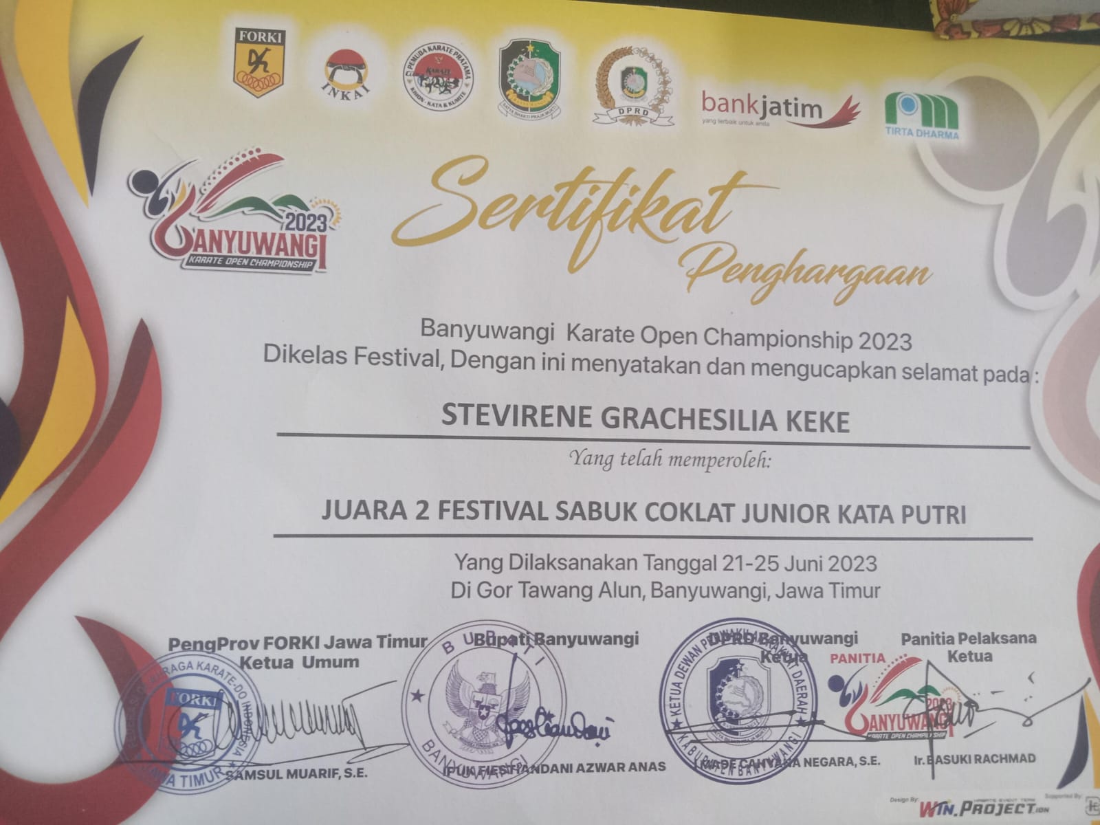 Festival Banyuwangi Karate Open Championship 2023 UNTUK KATEGORI SABUK COKLAT JUNIOR KATA PUTRI