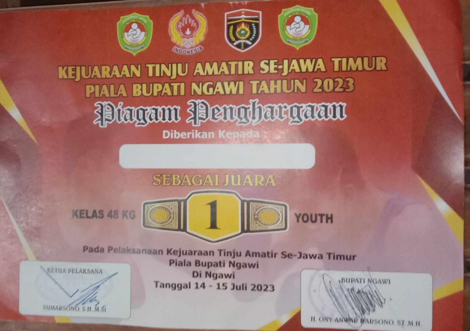 KEJUARAAN TINJU AMATIR SE-JAWA TIMUR PIALA BUPATINGAWI TAHUN 2023