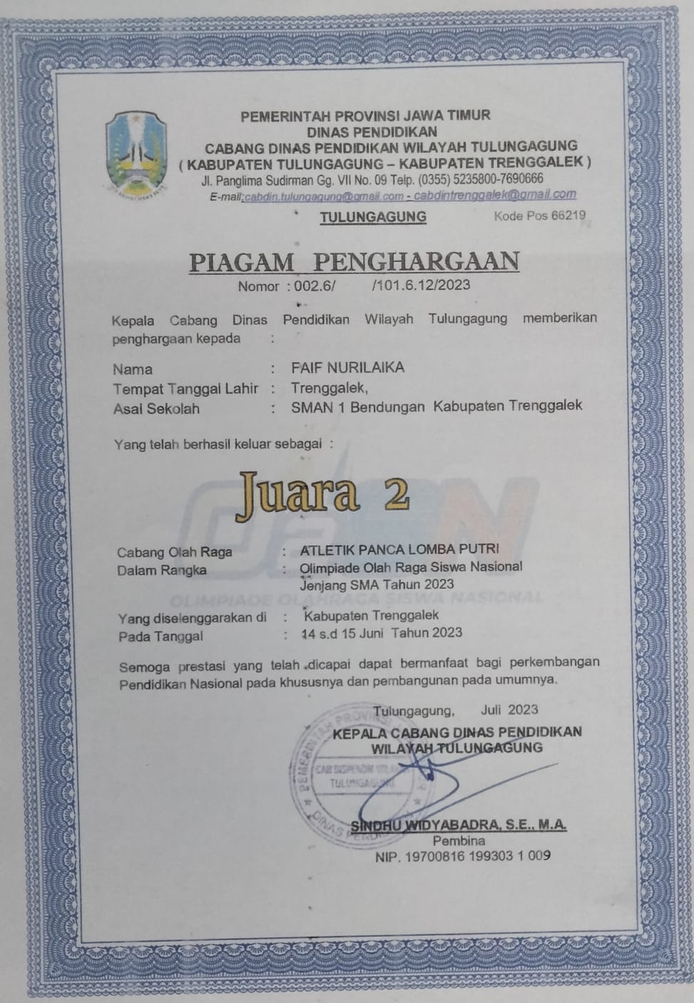 Olimpiade Olah Raga Siswa Nasional Jenjang SMA