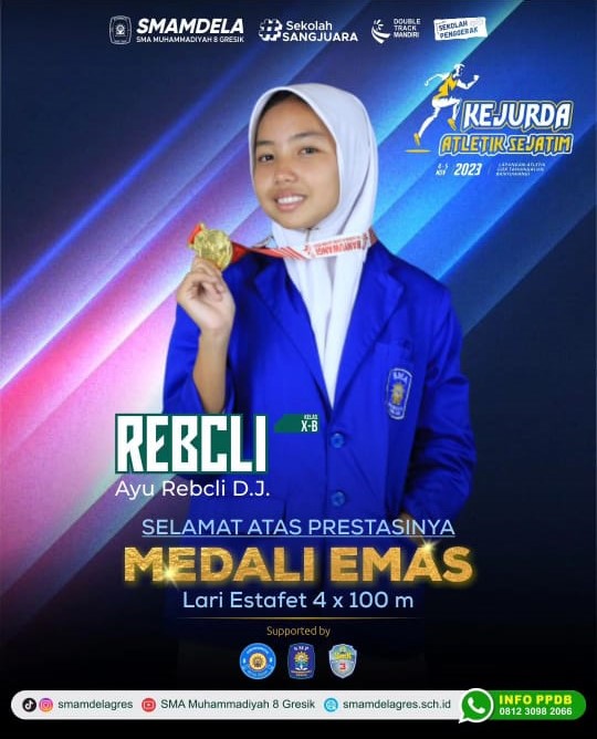 MEDALI EMAS LARI ESTAFET 4 X 100M KEJURDA ATLETIK SE JATIM 2023