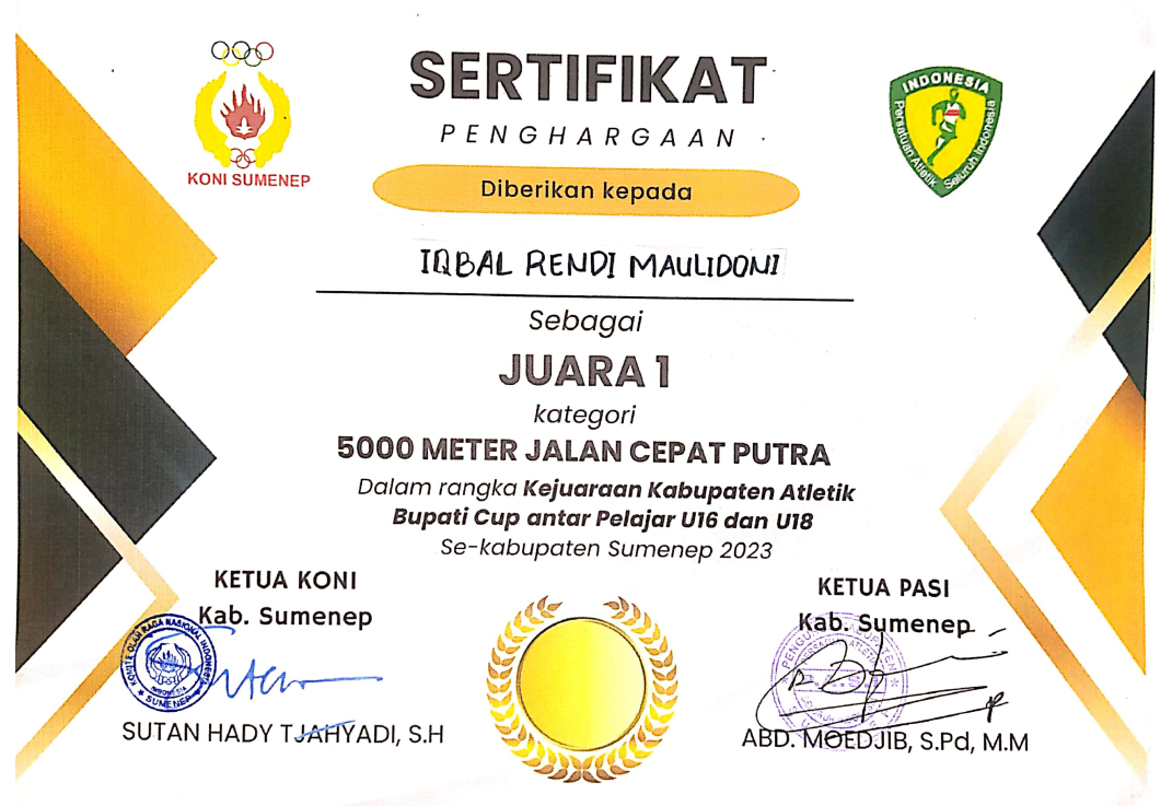 Kejuaraan Kabupaten Atletik Bupati Cup antar Pelajar U16 dan U19 TINGKAT KABUPATEN 