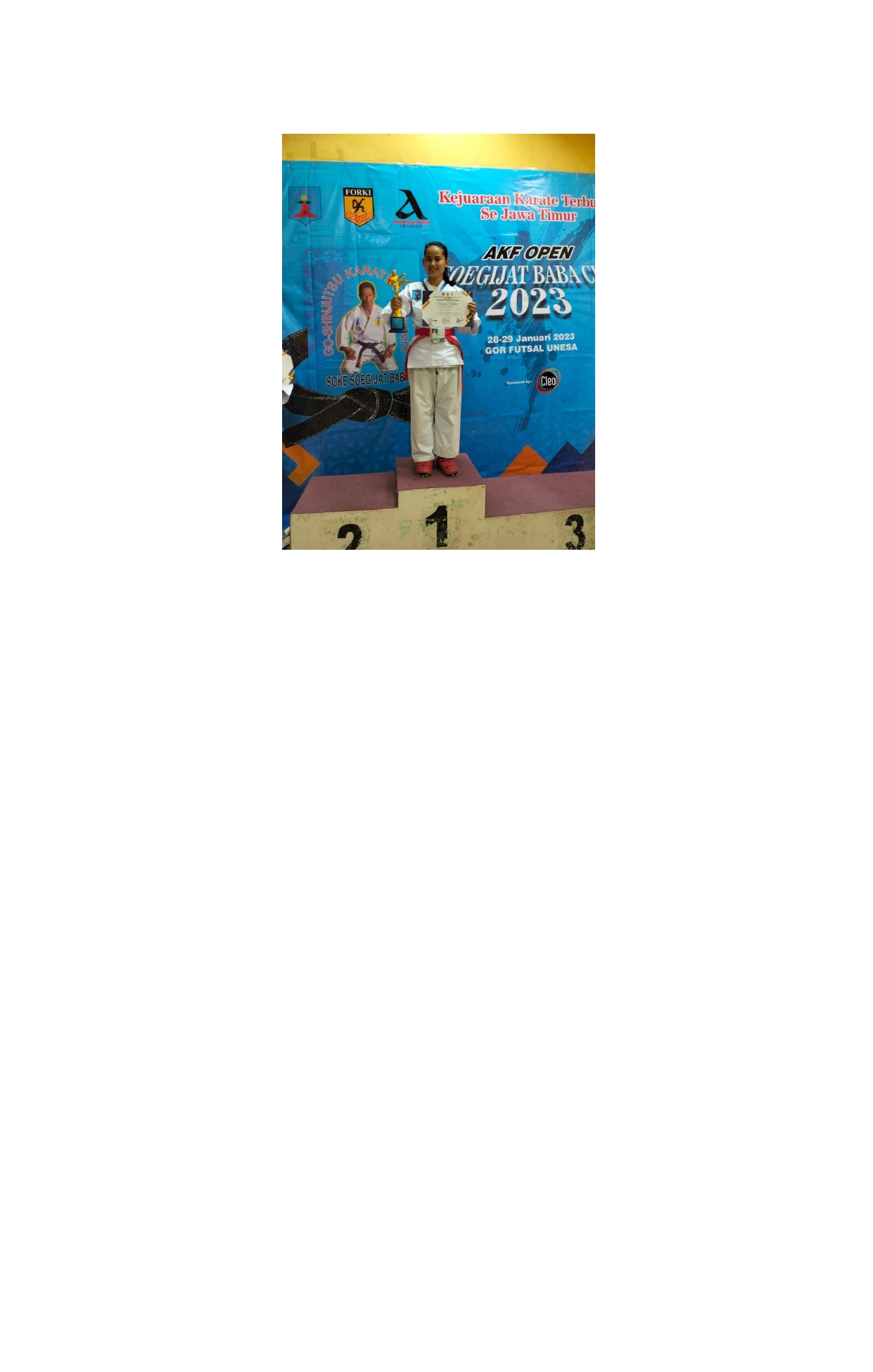 Juara 1 Kejuaraan Karate Terbuka UNESA 29 Januari 2023