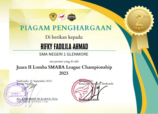 Juara 2 Liga SMAN 1 Asembagus