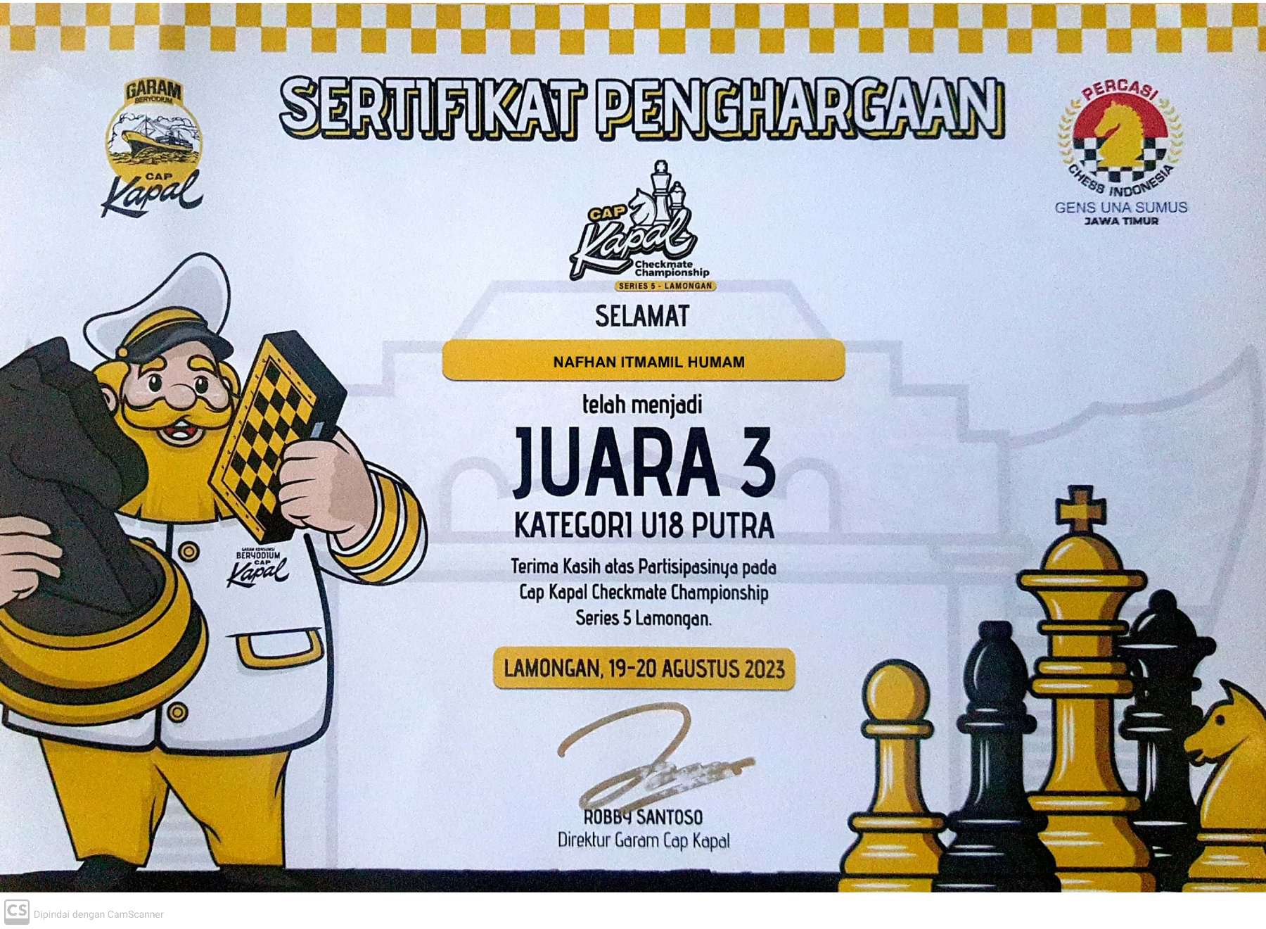 Kategori U-18 putra cap kapal checkmate championship