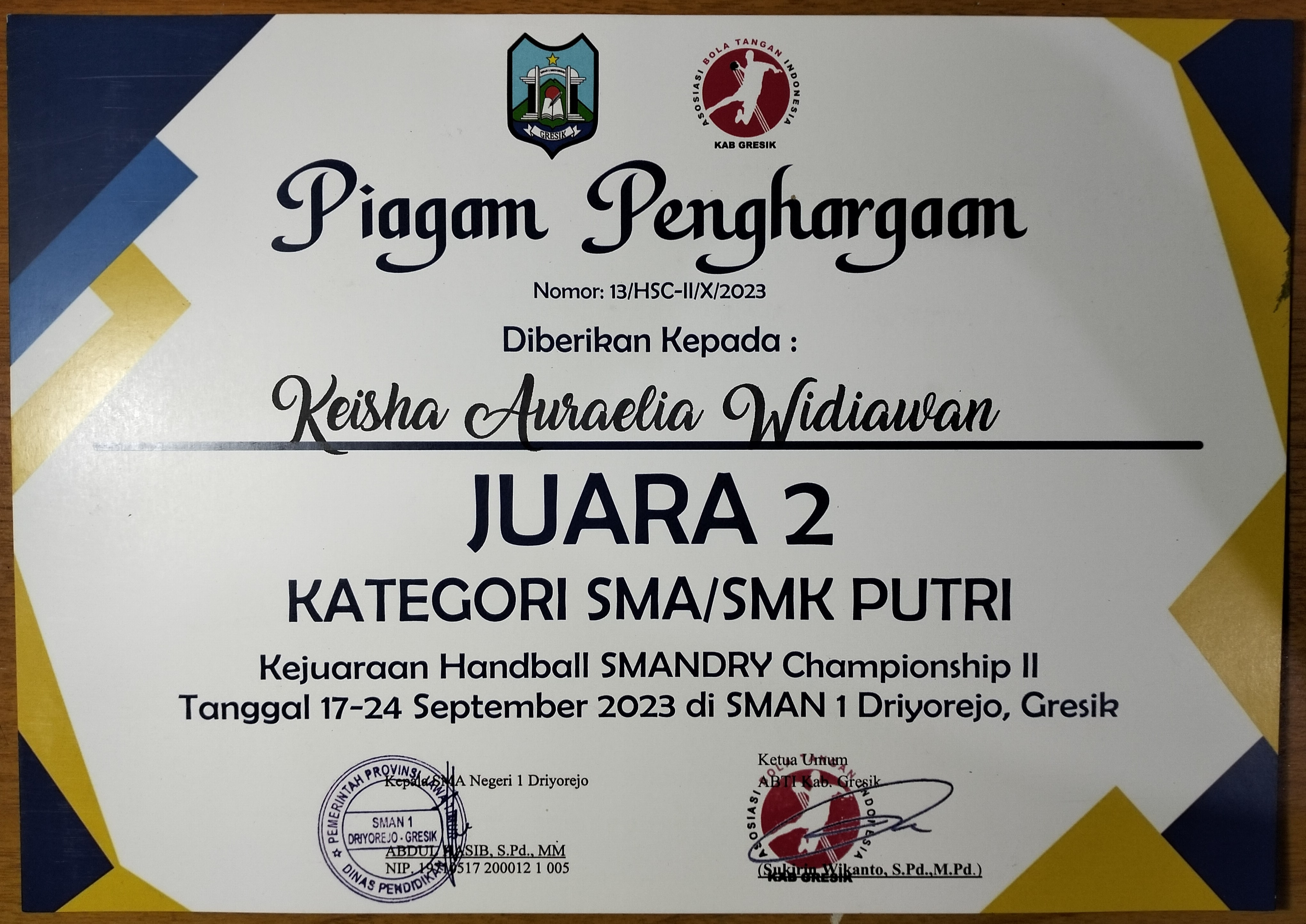 JUARA 2 HANDBALL PUTRI SMANDRY CHAMPIONSHIP 2023