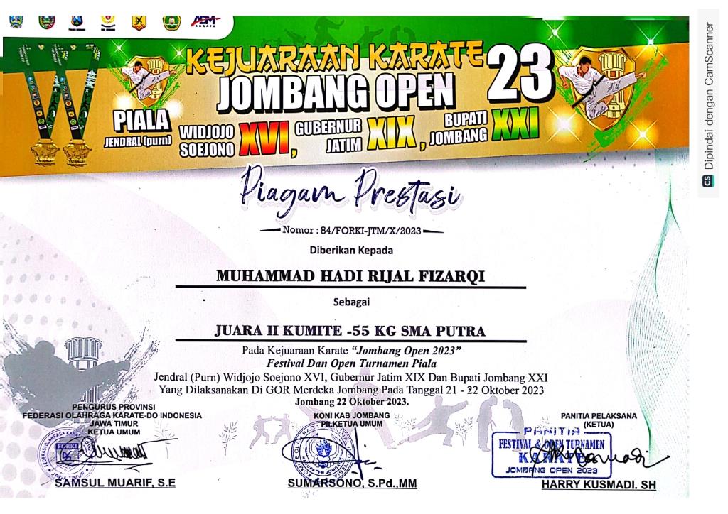 Kejuaraan Karate Jombang Open 2023 Festival dan Open Turnamen Piala - Kumite - 55 Kg SMA Putra