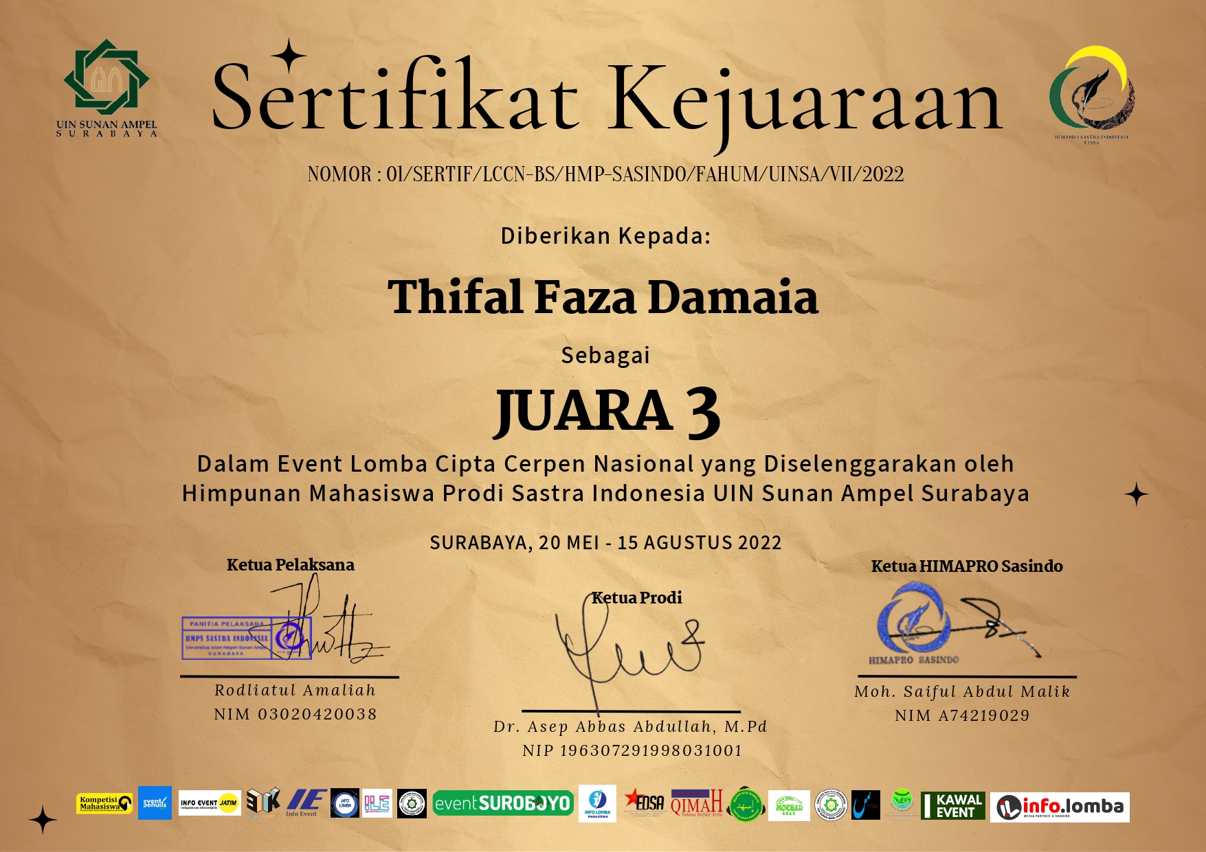 Lomba Menulis Cerpen Tingkat Nasional