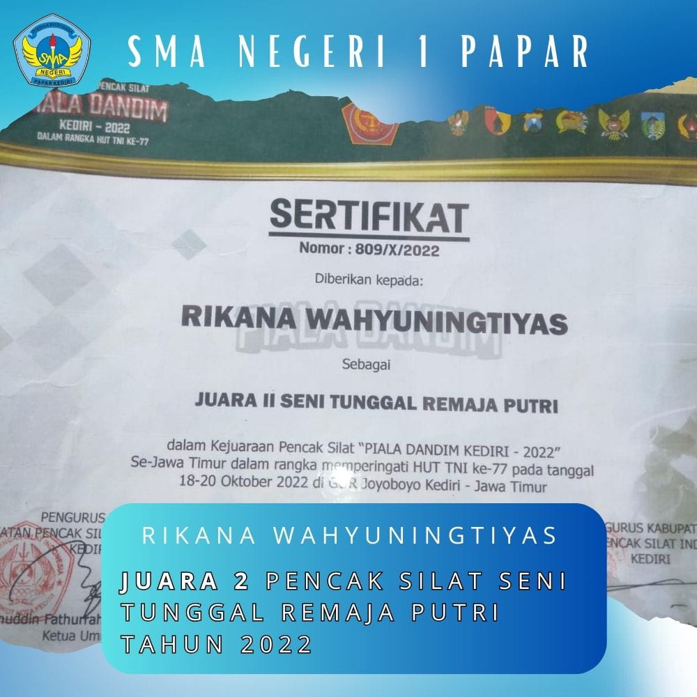 JUARA 2 PENCAK SILAT SENI TUNGGAL REMAJA PUTRI