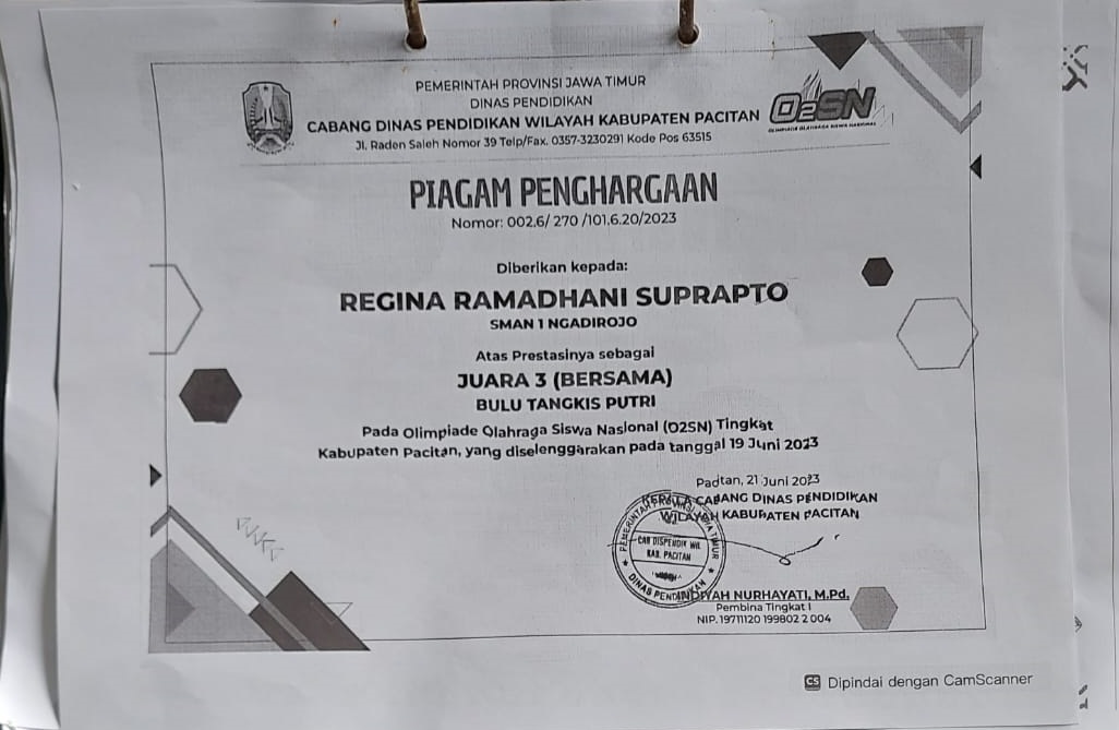 OLIMPIADE OLAHRAGA SISWA NASIONAL CABANG BULU TANGKIS PUTRI