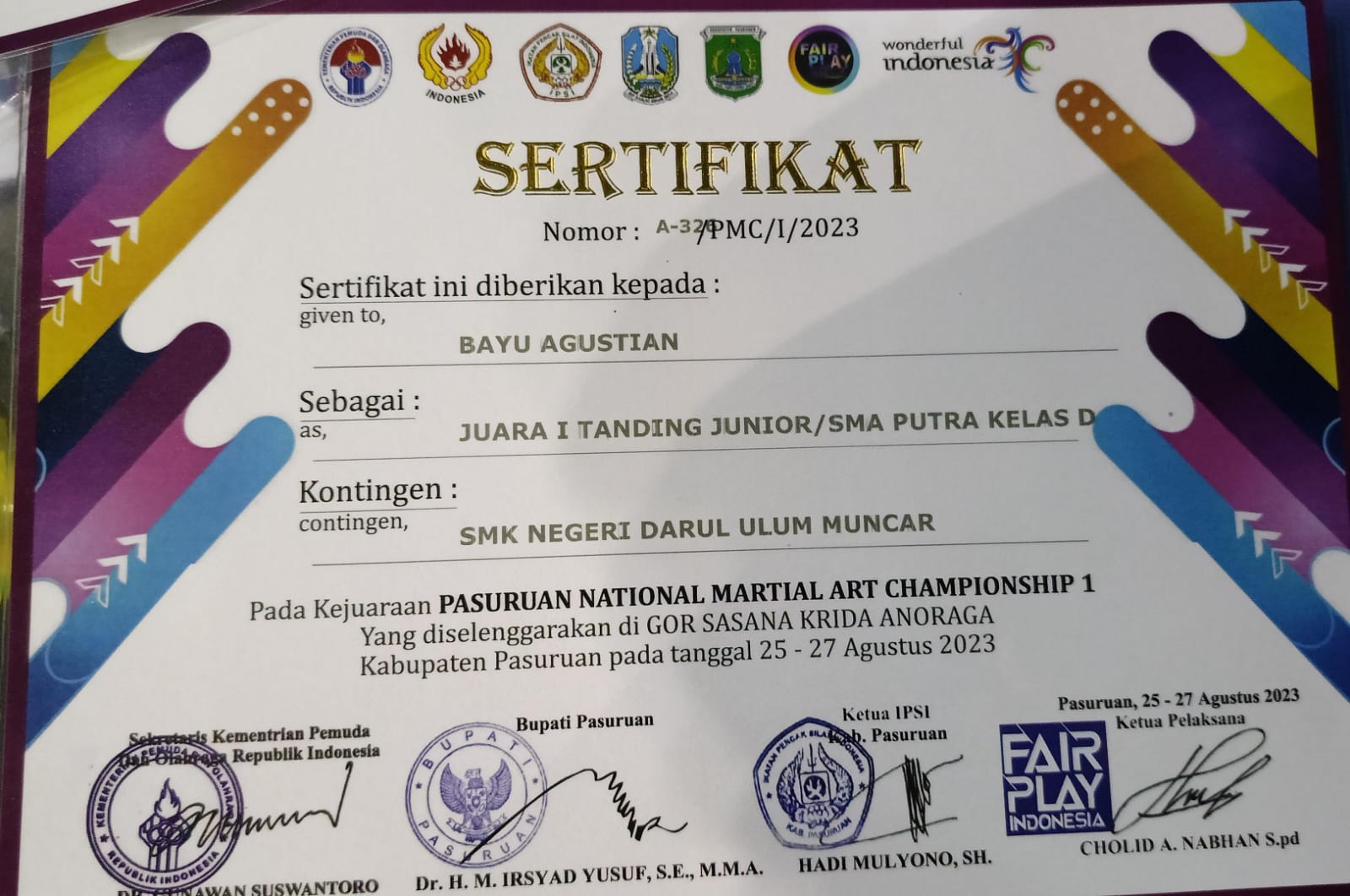 PASURUAN NATIONAL MARTIAL ART CHAMPIONSHIP 1