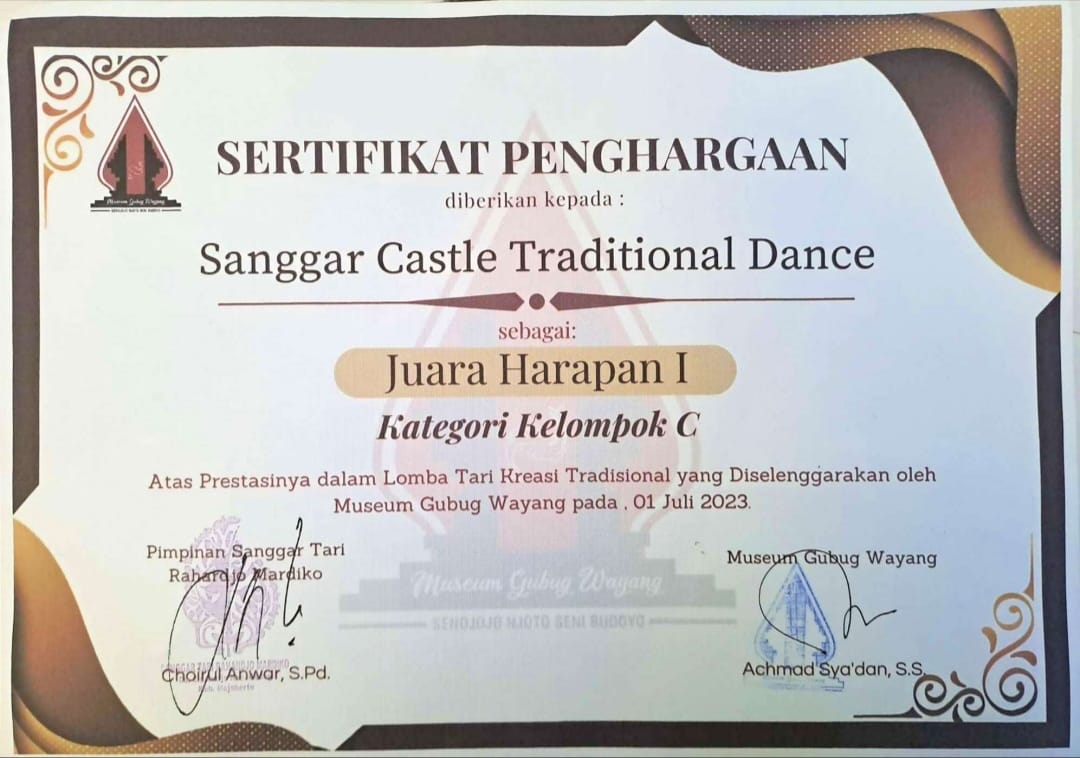 Juara Harapan 1 Lomba Tari Kreasi Tradisional