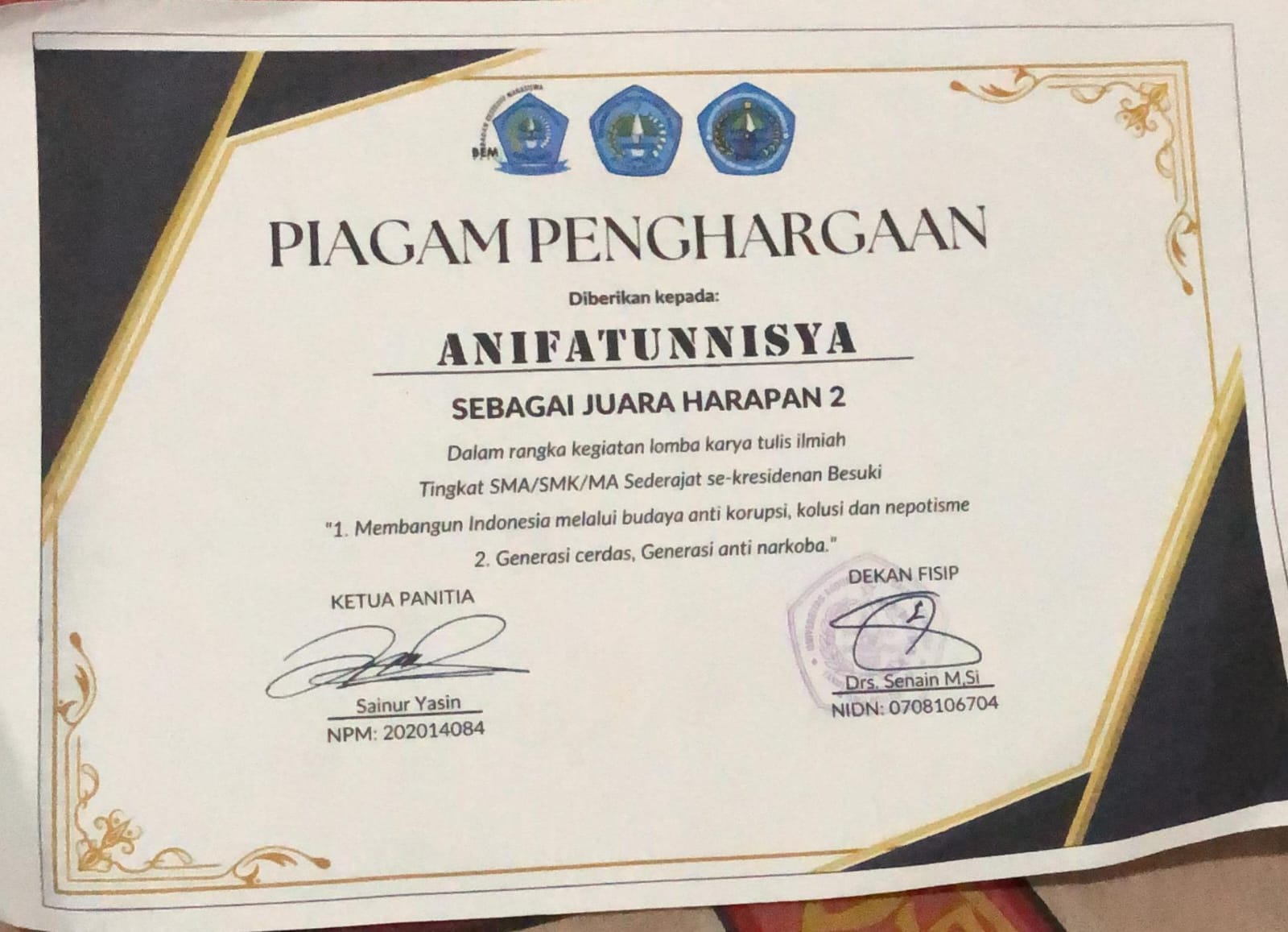 Lomba Karya Tulis Ilmiah Tingkat SMA/SMK/MA Se-kresidenan Besuki