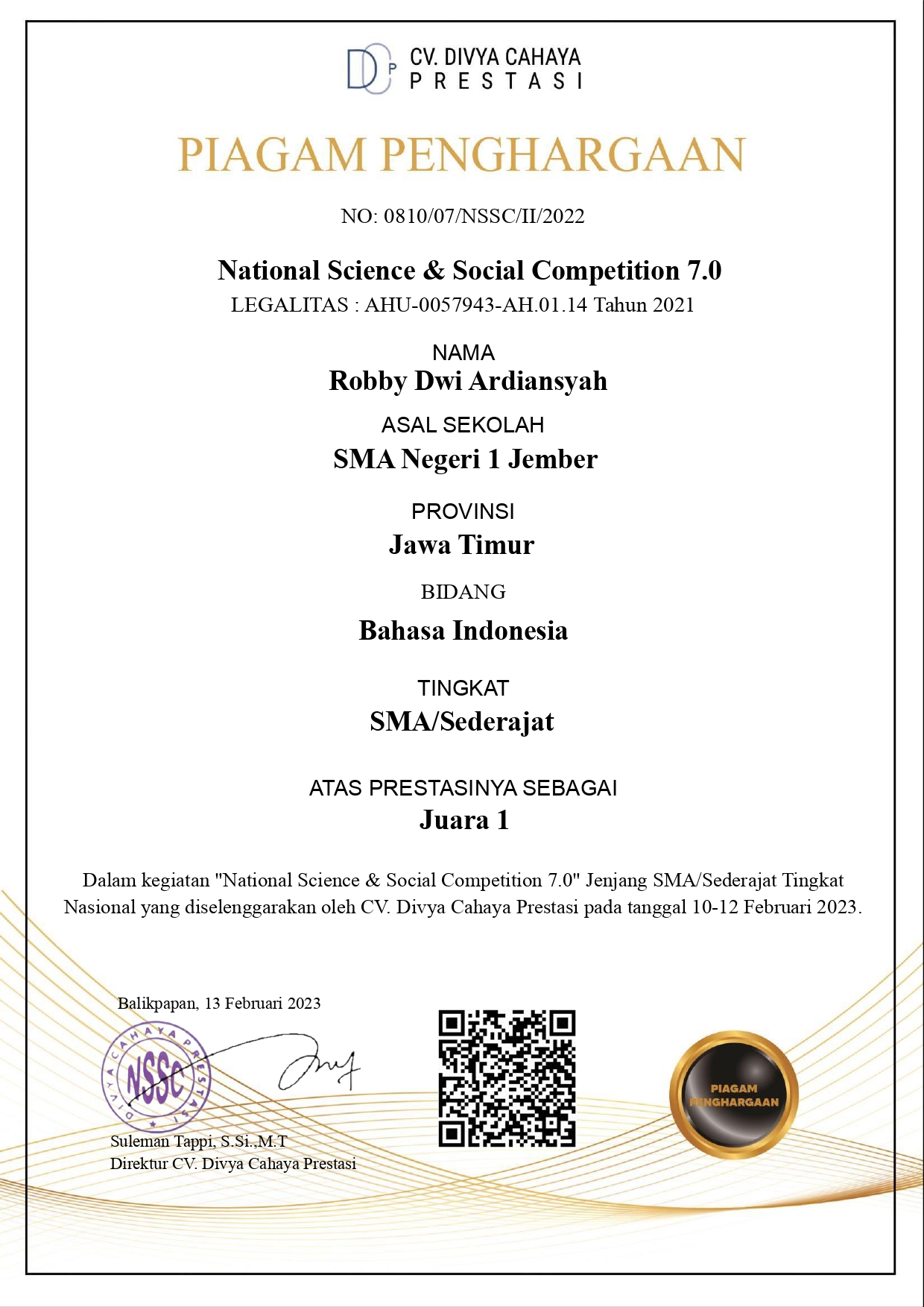 National Science & Social Olympiad 7.0 2023 Bidang Bahasa Indonesia