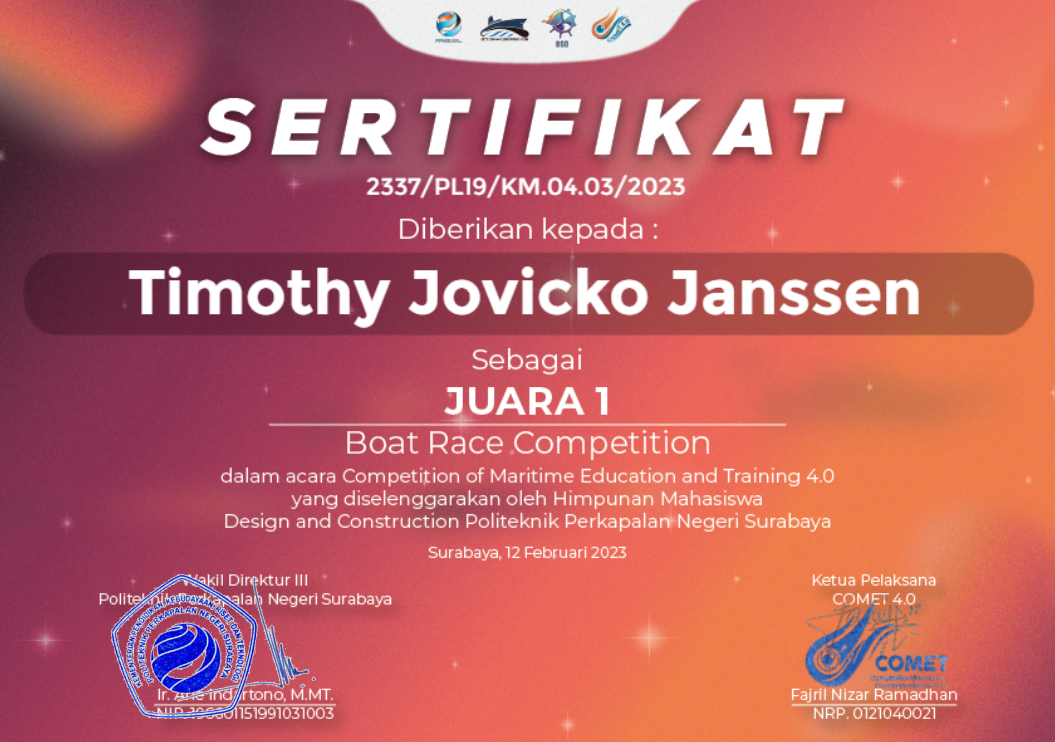 Juara 1 Boat Race Competition Comet