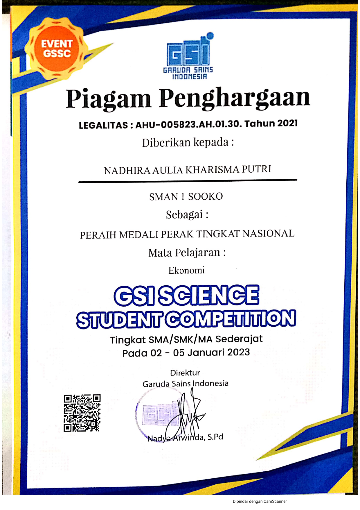 GSI SCIENCE STUDENT COMPETITION MAPEL EKONOMI ONLINE