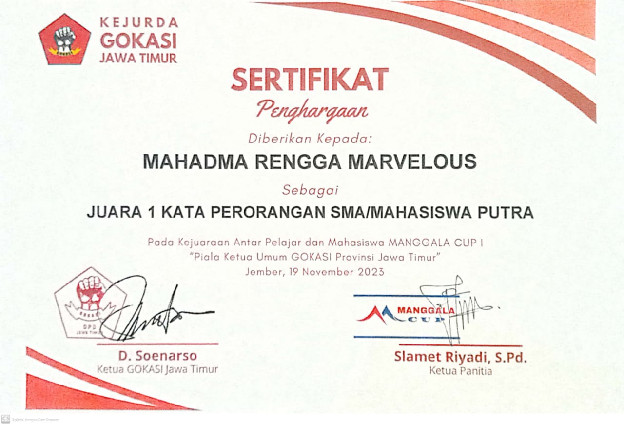 Juara Kata Perorangan SMA/Mahasiswa Putra