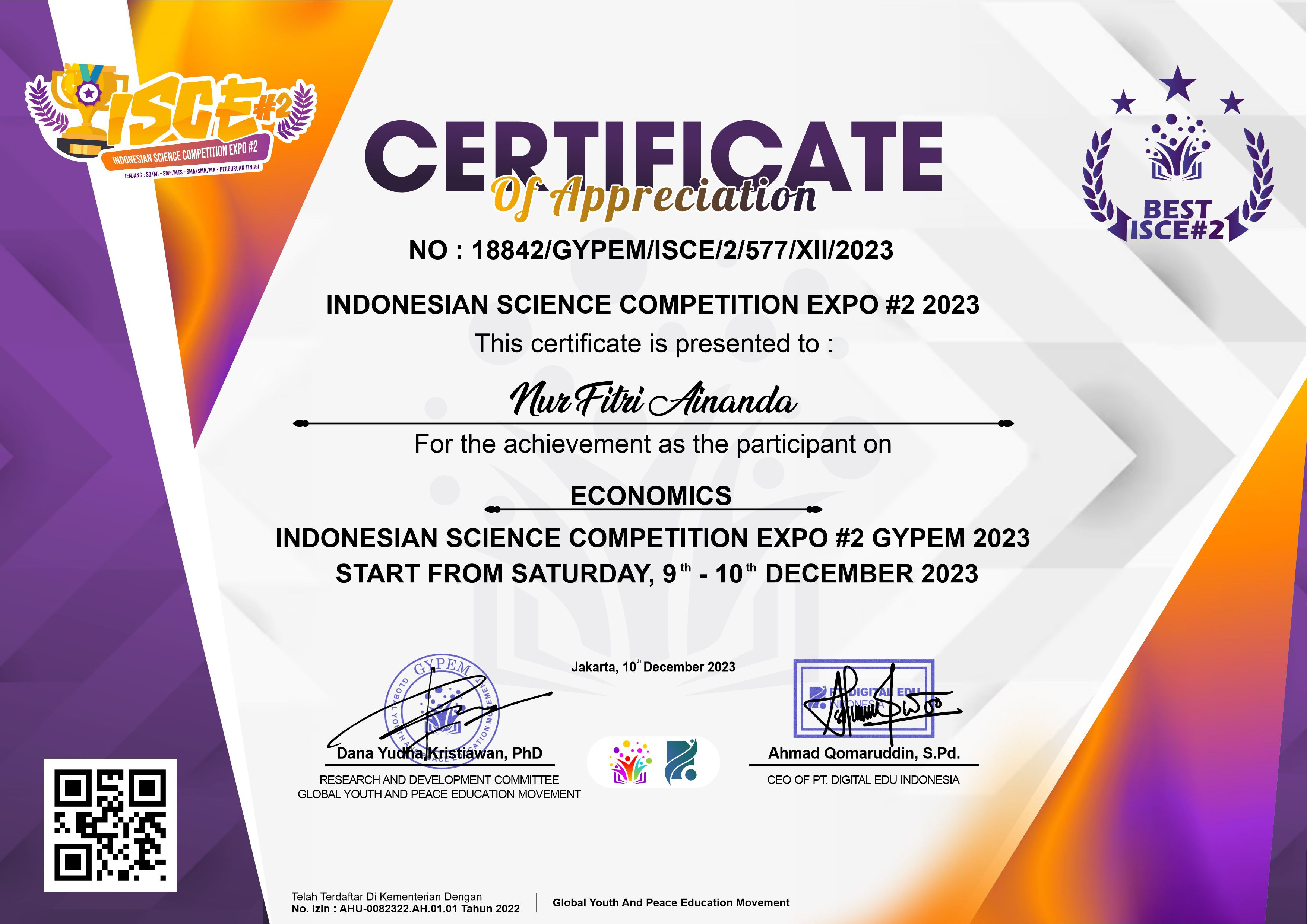 INDONESIAN SCIENCE COMPETITION EXPO 2023